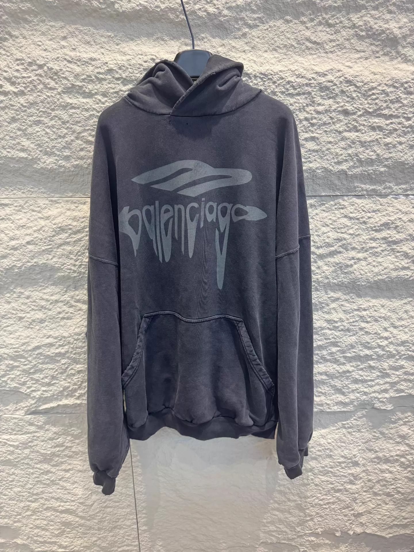 Balenciaga Balenciaga SS25 3B Liquified Hoodie Wide L Black-Gray Unisex Size L / US 10 / IT 46 - 1 Thumbnail
