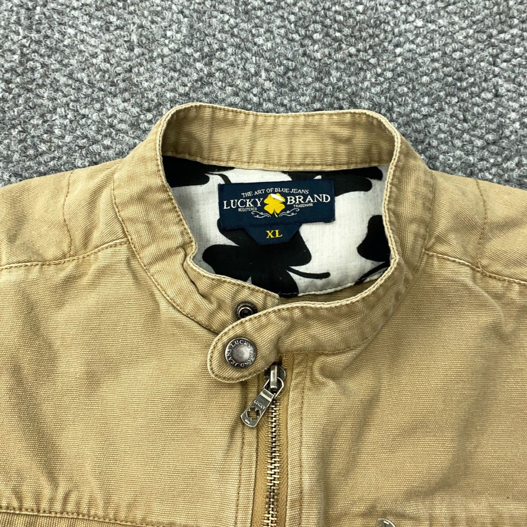 Lucky Brand VINTAGE Lucky Brand Jacket Womens XL Canvas Beige Moto Utility Coat Long Sleeve Zip Up Classic Fall Winter Womens Size XL / US 12-14 / IT 48-50 - 2 Thumbnail