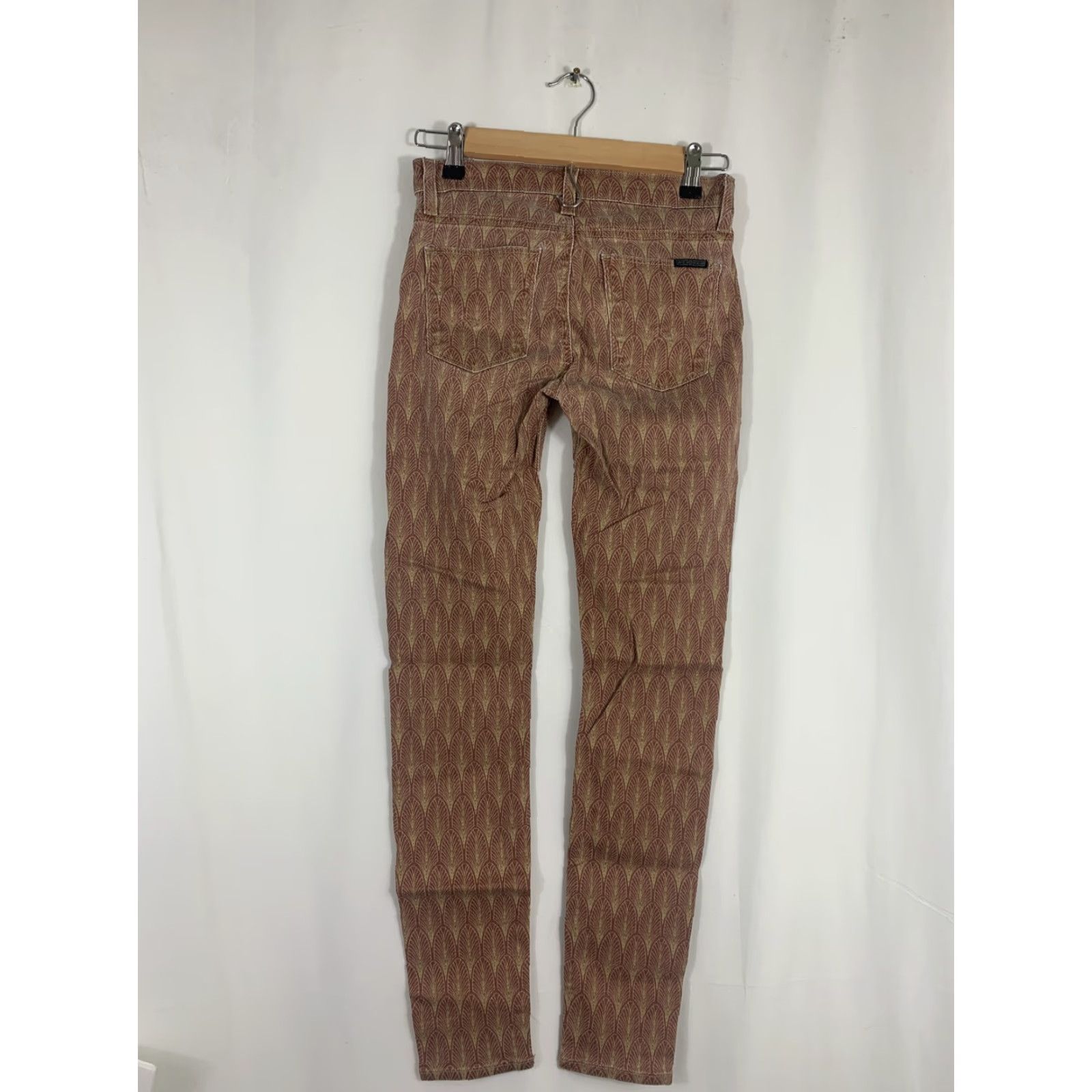 Hudson Hudson Womens Jeans Nico Mid Rise 25 Boho Bohemian Super Skinny Maroon Tan Red 28in Inseam Womens Size 42" / US 20 - 6 Thumbnail