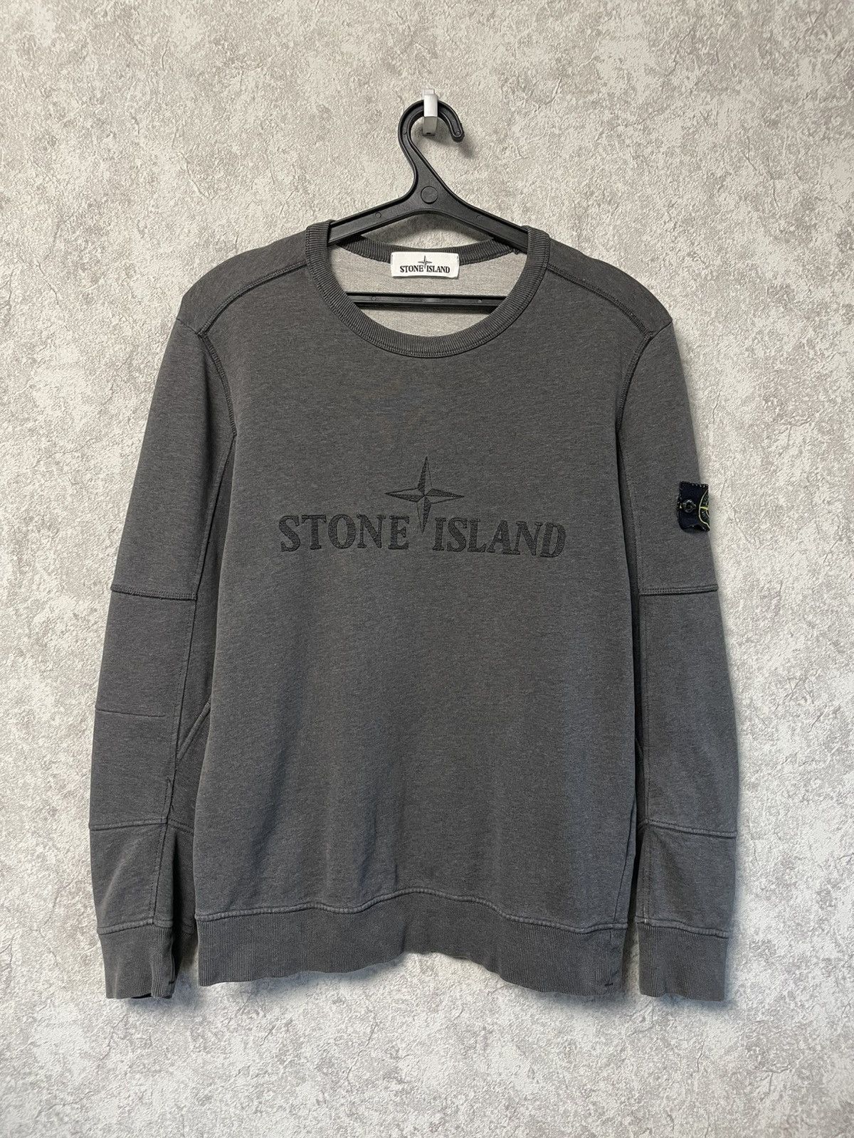 Stone Island Big Embroidered Logo With Patch Sweatshirt in Gray, Men's