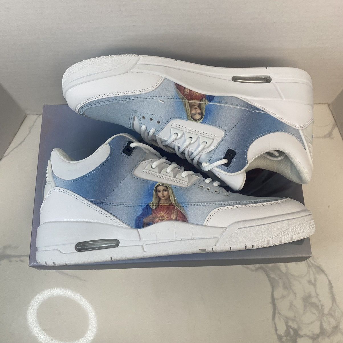 Kitowares Kito Wares Jordan 3 Style Mother Mary Tribute Mens Size 9 Size US 9 / EU 42 - 2 Thumbnail