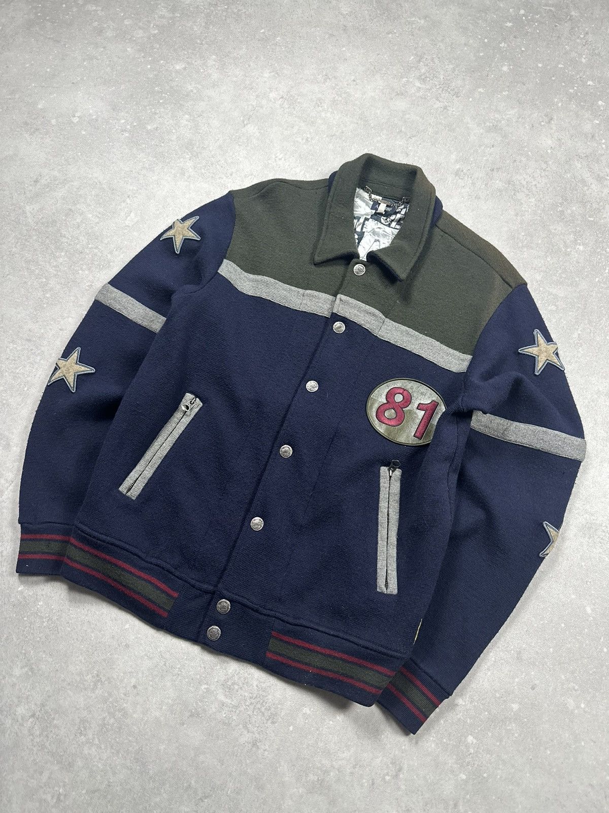 Armani Armani Vintage Varsity Jacket Navy/Olive Star Patches, 81 M Size US M / EU 48-50 / 2 - 3 Thumbnail