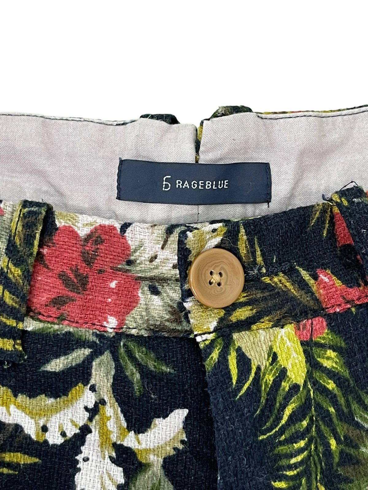 Japanese Brand Florals Hemp Rage Blue Cropped Pant Regular 7🟦0 Size US 31 - 7 Thumbnail