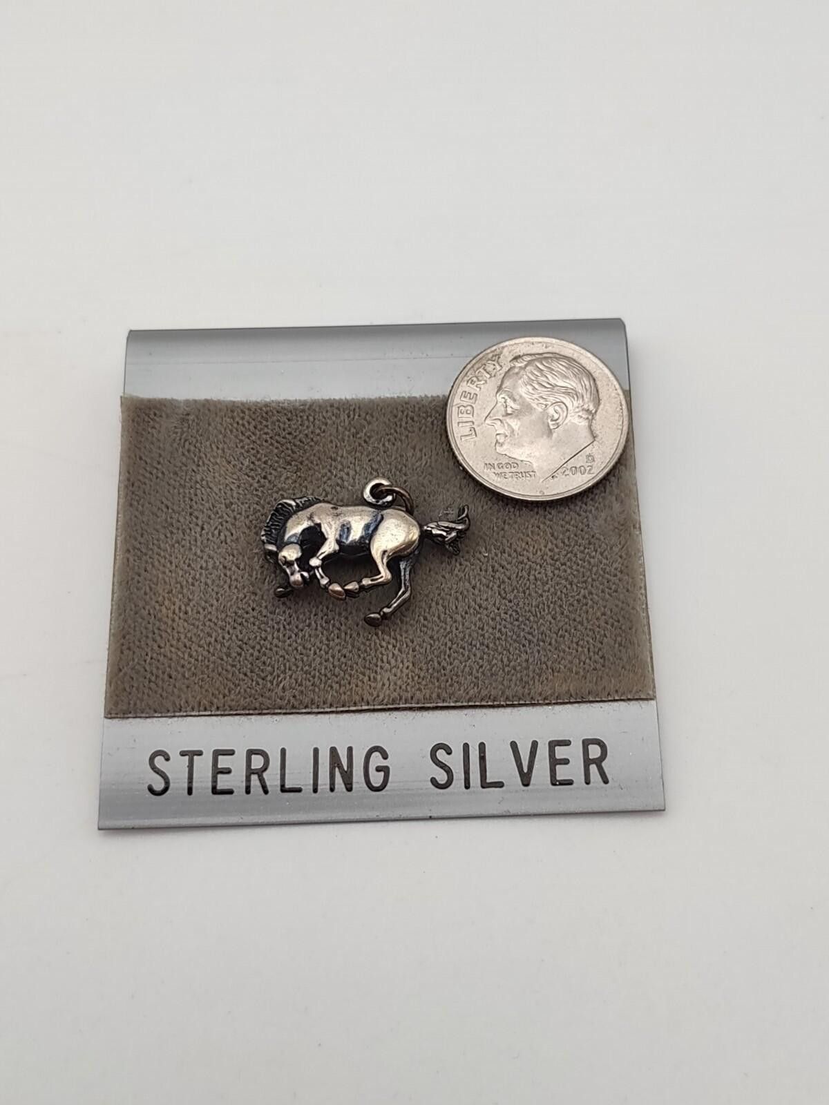 The Unbranded Brand NOS Sterling Silver Bucking Horse Charm Western Rodeo Size ONE SIZE - 2 Thumbnail