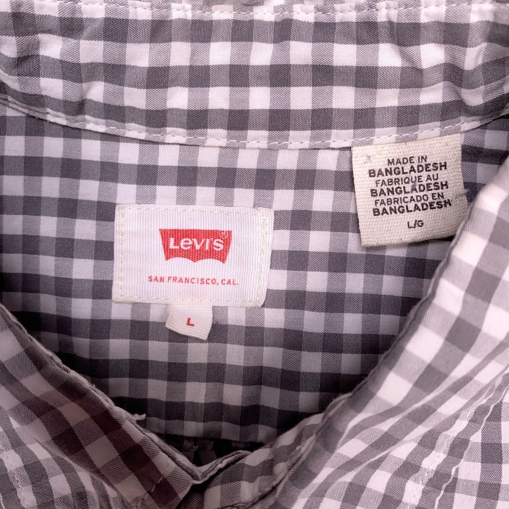 Levi's Levi's Shirt Adult Large Gray Front Pocket Check Button Up Mens Size US L / EU 52-54 / 3 - 5 Thumbnail