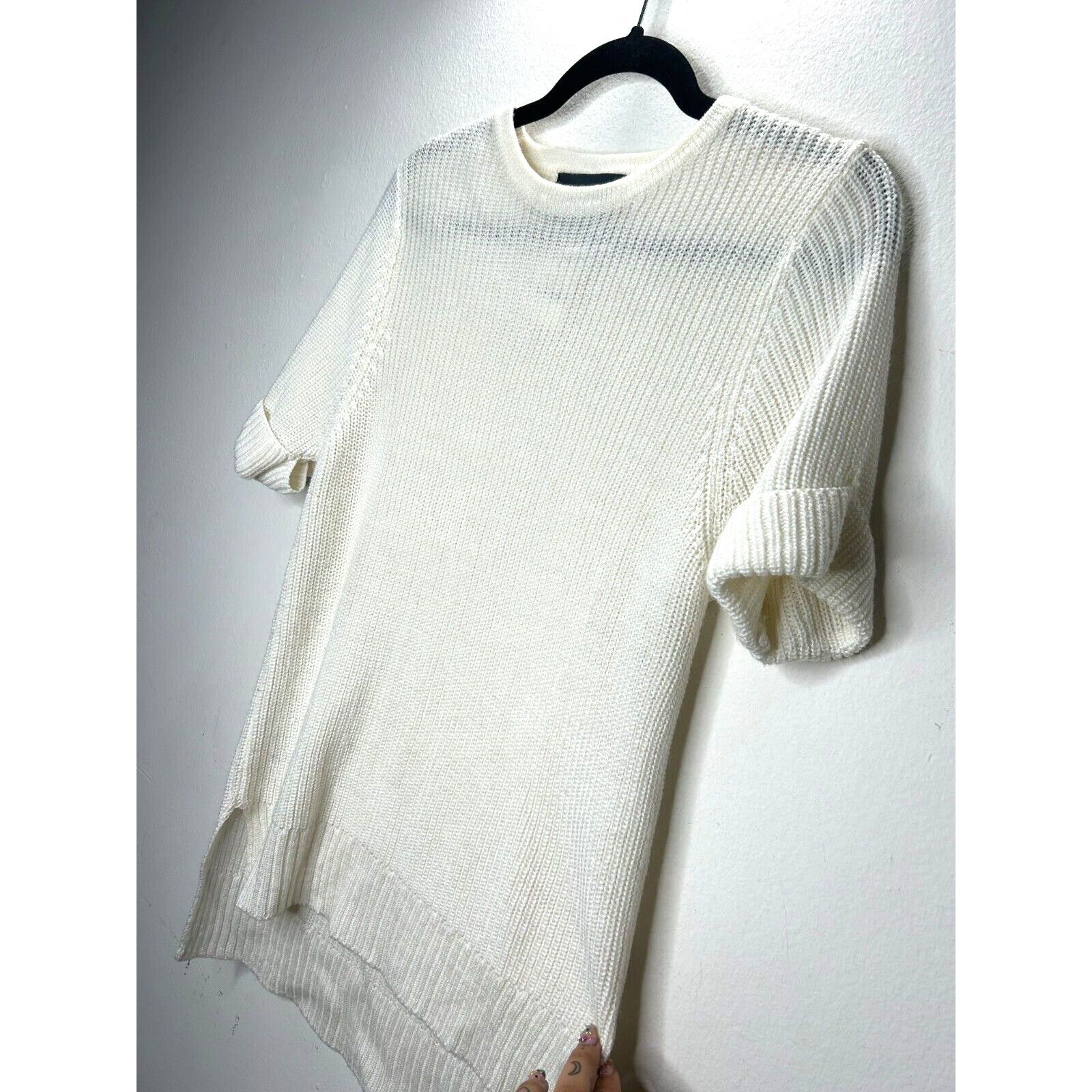 Other Lovemarks Ivory Knit Short Cuffed Sleeve High Low Sweater S Size S / US 4 / IT 40 - 3 Thumbnail