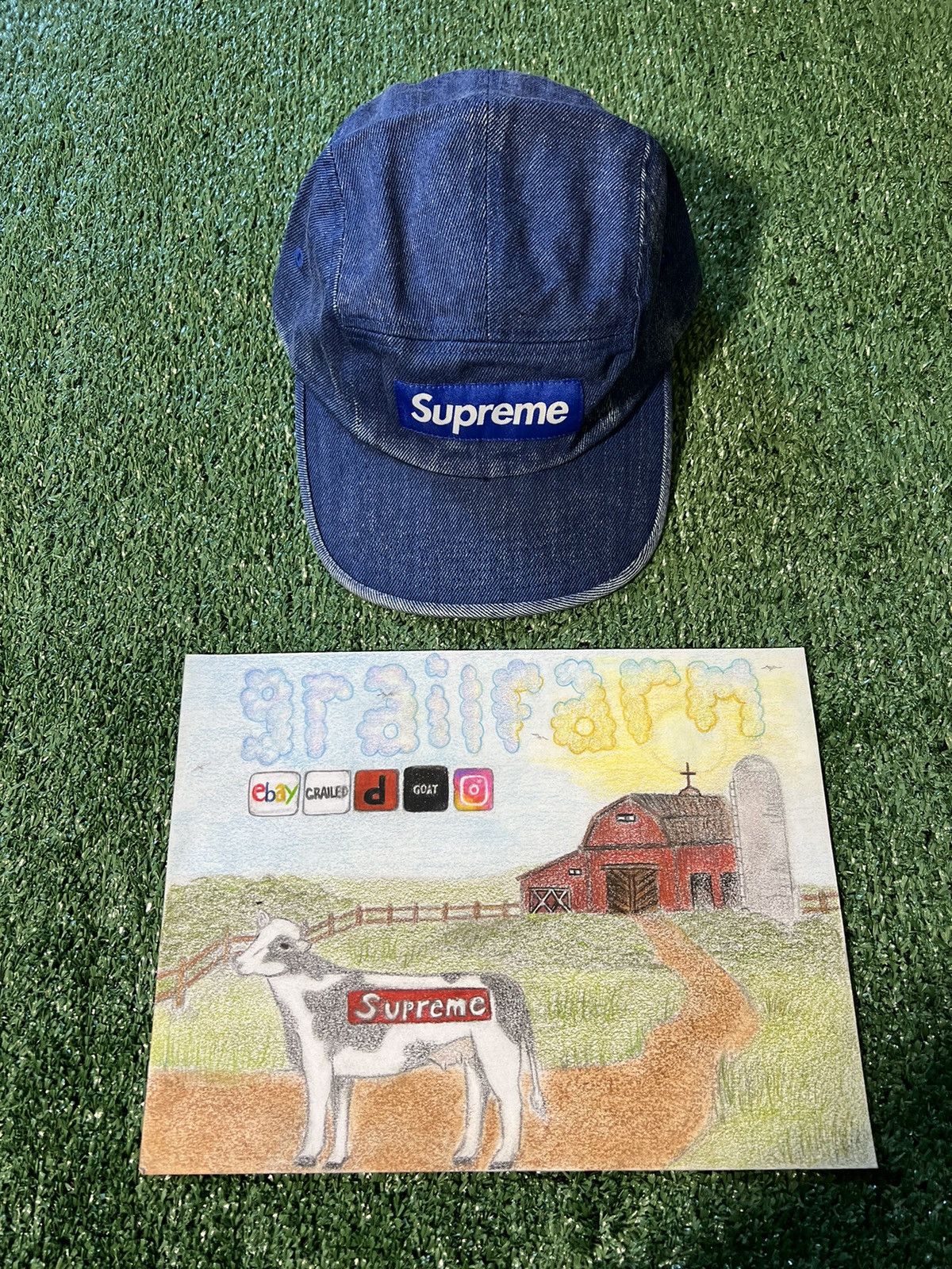 Supreme Supreme Frayed Croc Denim Camp Cap Indigo | Grailed