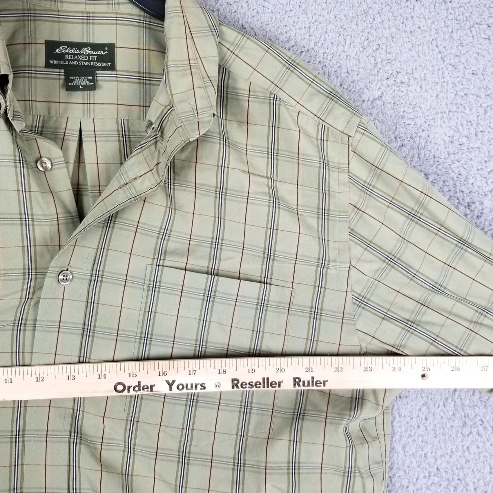 Eddie Bauer Eddie Bauer Wrinkle Resistant Relaxed Fit Shirt Men L Brown Button-Up Long Sleeve Casual Business Check Cotton 100% Size US L / EU 52-54 / 3 - 5 Thumbnail