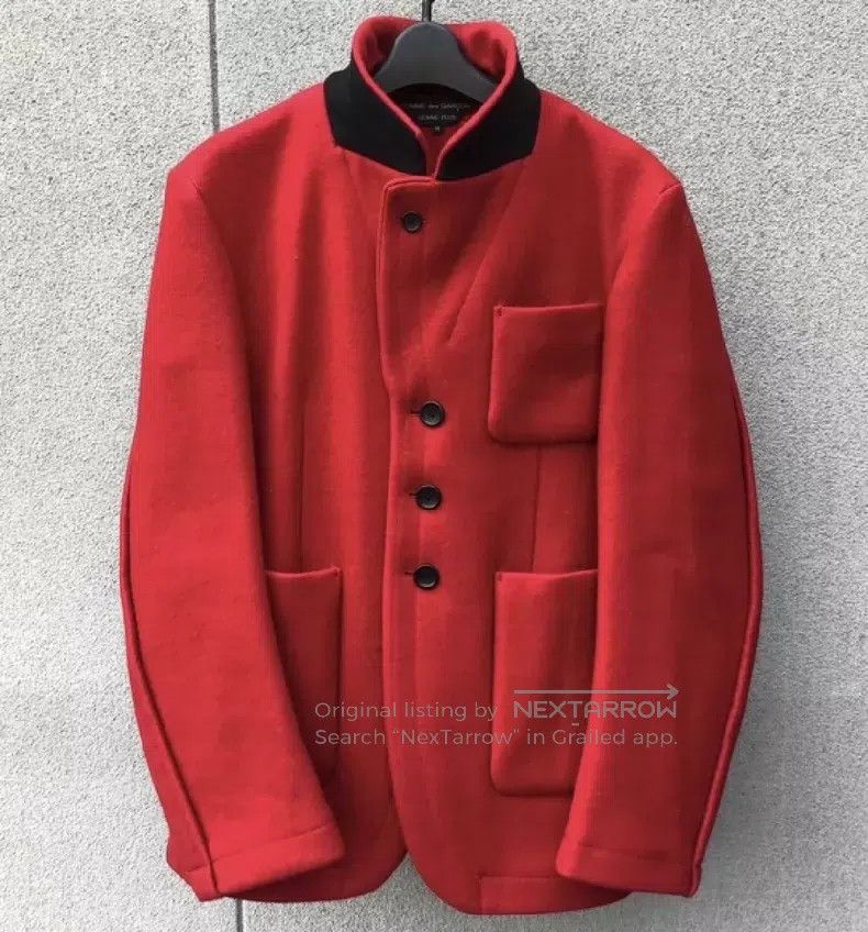Comme des Garcons Comme Des Garcons Red Woolen Blazer Coat Size US M / EU 48-50 / 2 - 1 Thumbnail