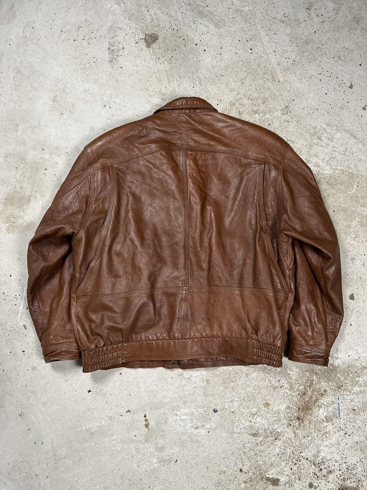 Vintage Vintage 90s Brown Utility Leather Bomber Jacket Boxy archive Size US XXL / EU 58 / 5 - 2 Thumbnail