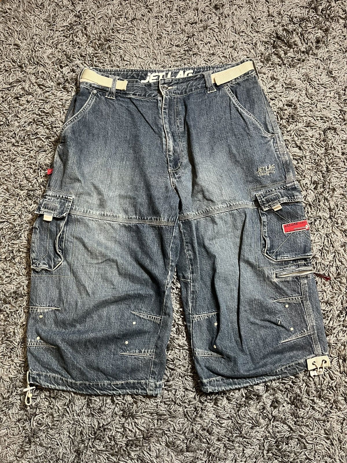Jet Lag VINTAGE Y2K BAGGY JET LAG JEANS CARGO SHORTS Size US 36 / EU 52 - 2 Thumbnail