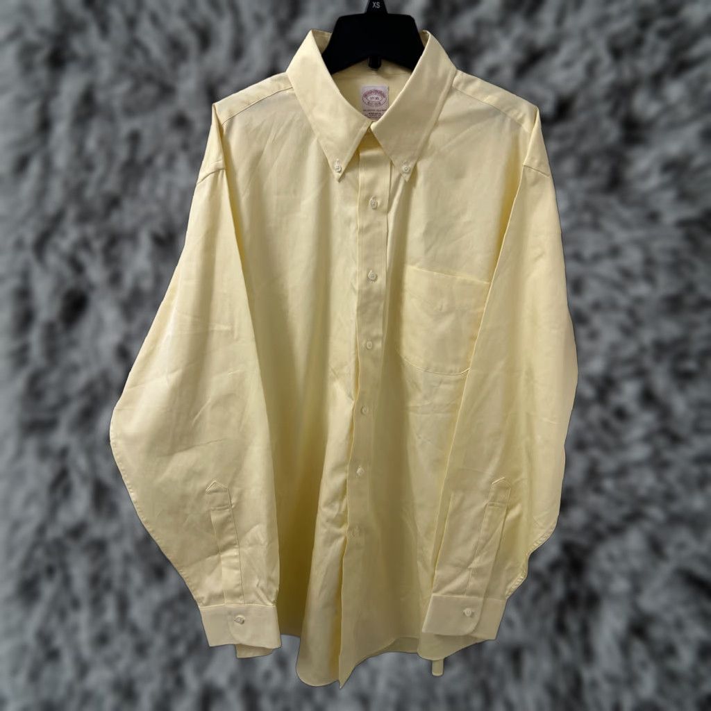 Brooks Brothers Brooks Brothers Original Polo Shirt Mens 17 Yellow Oxford Supima Button Up L/S Shirt Regular 100% Cotton Non-Iron Pockets Dress Shirt Mens Size US XL / EU 56 / 4 - 1 Thumbnail