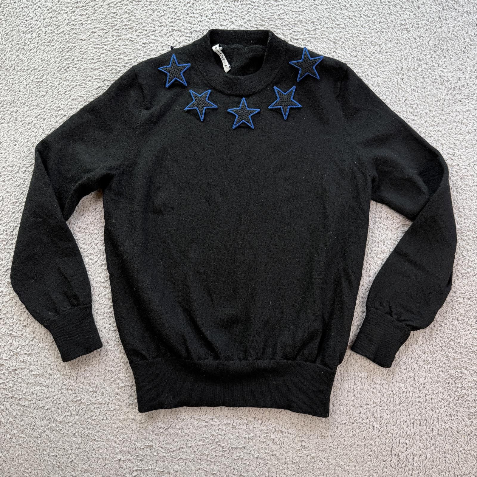 Givenchy Paris Black Wool Stars Embroidered Sweater XS Knit