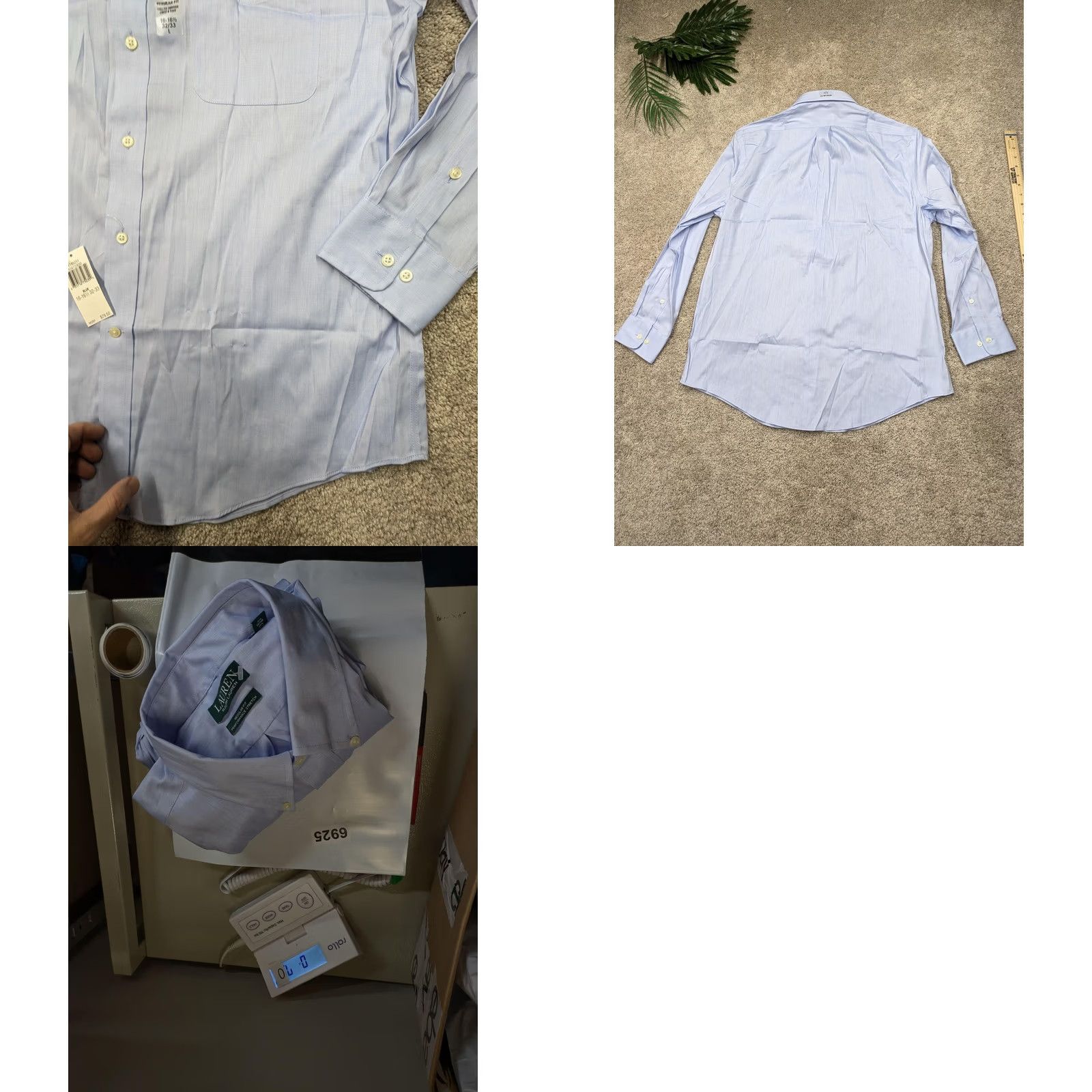 Ralph Lauren Lauren Ralph Shirt Mens L Blue Herringbone Regular Fit Size US L / EU 52-54 / 3 - 8 Thumbnail