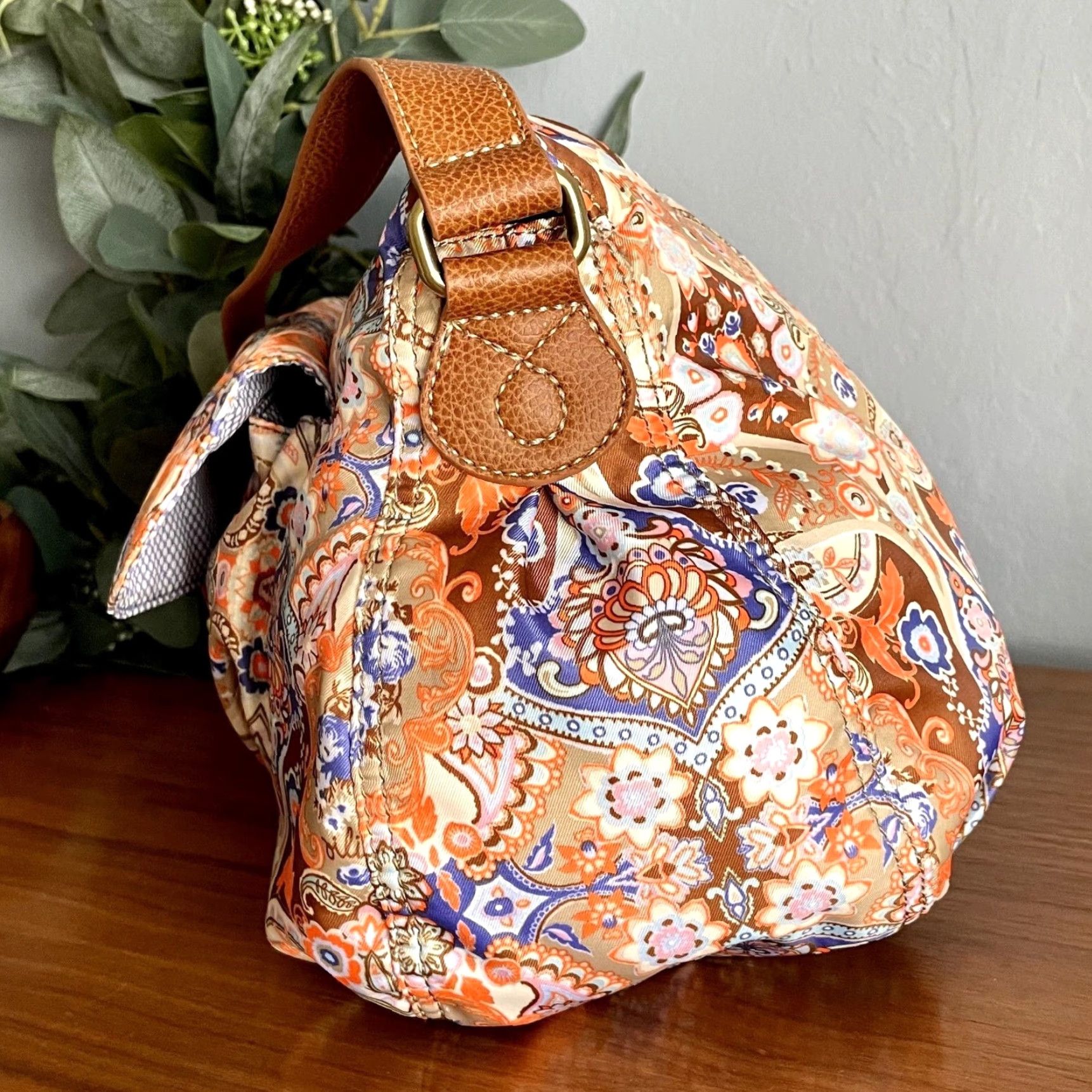 Oilily Oilily Shoulder Bag Womens Tan Mosaic Fig Summer Nylon Front Pocket Zipper New without tags Size ONE SIZE - 3 Thumbnail