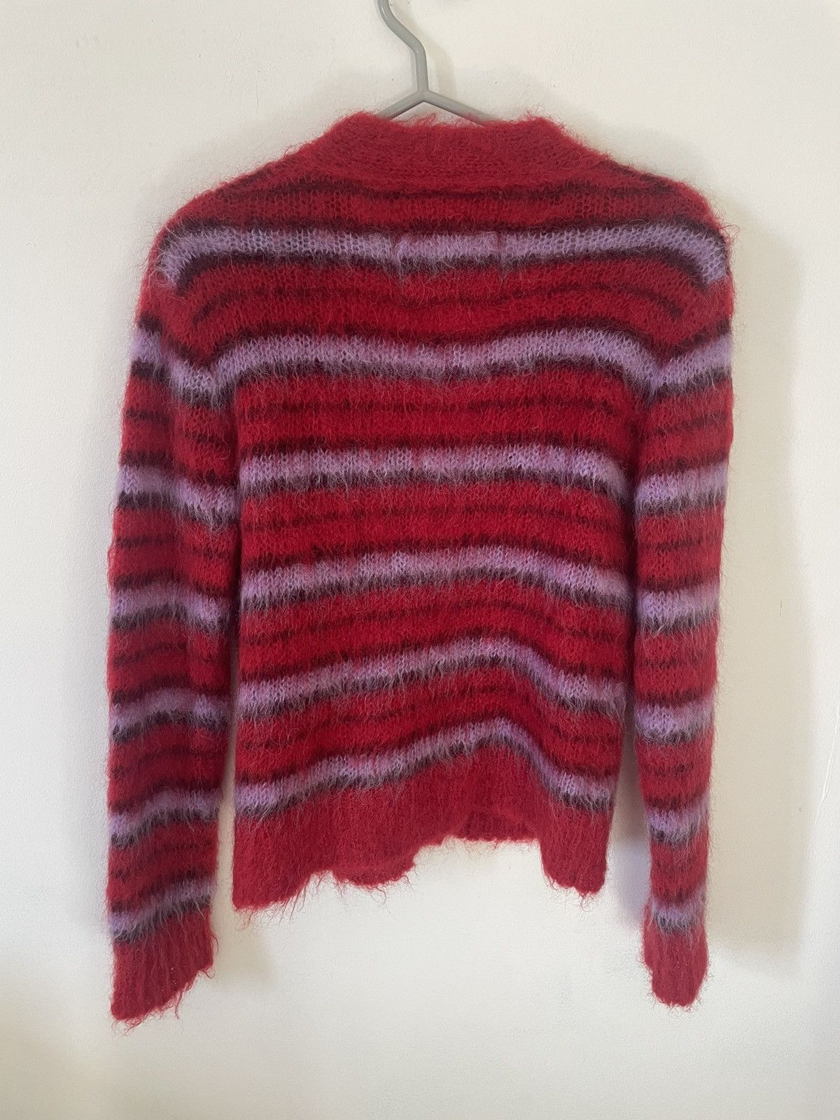 Marni Marni Fuzzy Wuzzy Mohair Cardigan Sweater Red Stripe Size XS / US 0-2 / IT 36-38 - 2 Thumbnail