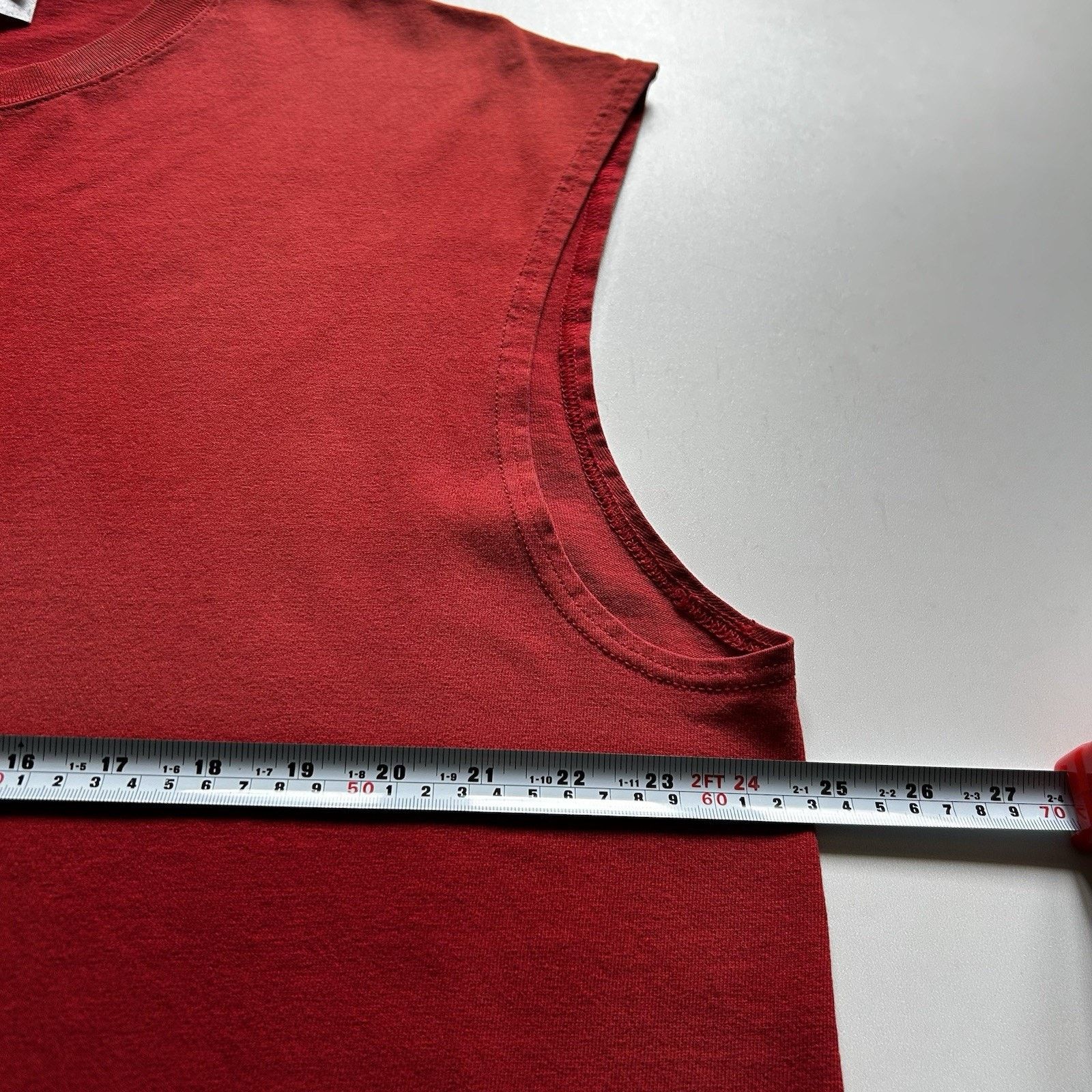 Nike Vintage 90s Nike Shirt XL Tank Sleeveless Center Swoosh Red Size US XL / EU 56 / 4 - 3 Thumbnail