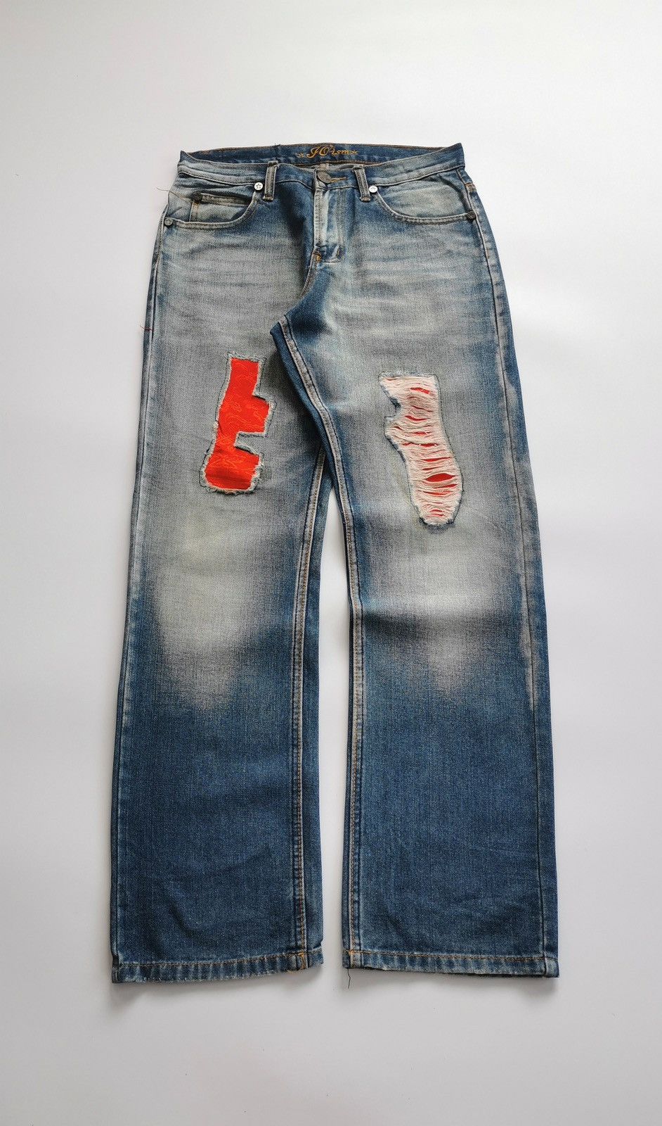 Japanese Brand Joism Japan Red Patchwork Denim Jeans Size US 30 / EU 46 - 1 Thumbnail