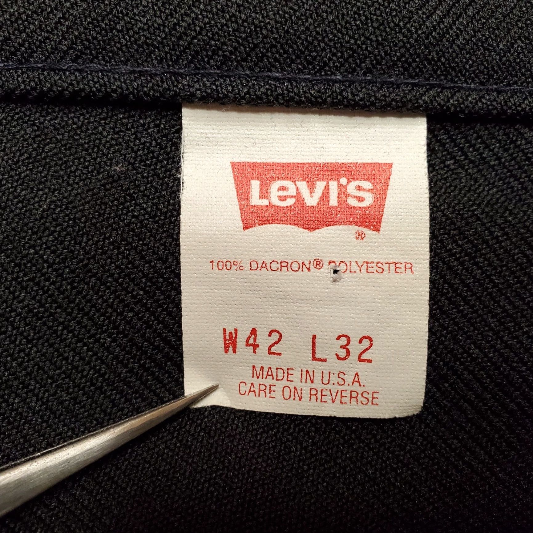 Levi's VINTAGE Levi's Pants Mens 42x32 Black 100% Dacron Polyester Western Made In USA Dress Pants Regular Twill Bootcut Flat Front Casual Pockets 90s Mens Size US 42 / EU 58 - 6 Thumbnail