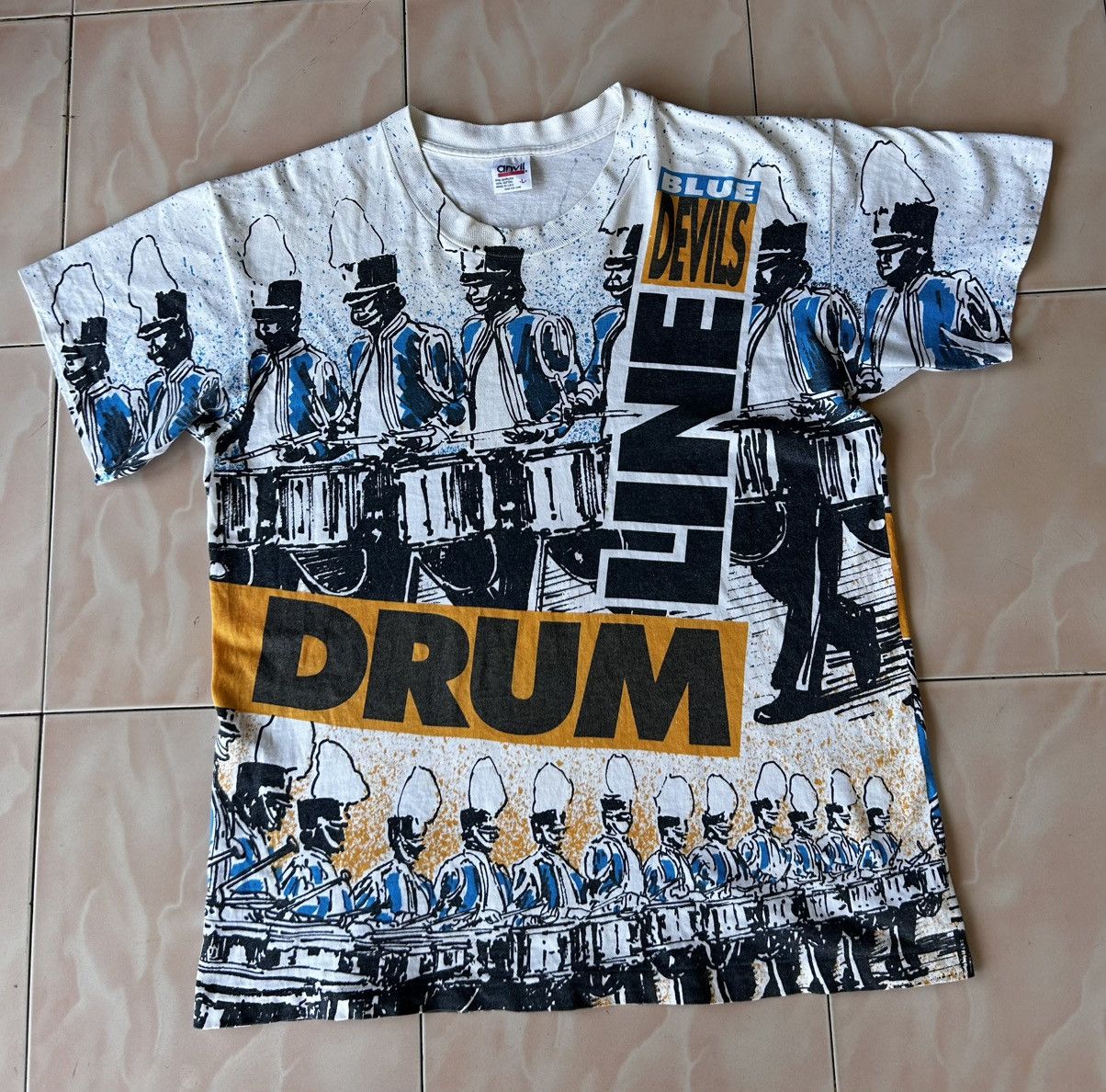 Anvil Vintage 90’s The Blue Devils Drum Line Overprint Tshirt Size US L / EU 52-54 / 3 - 1 Thumbnail