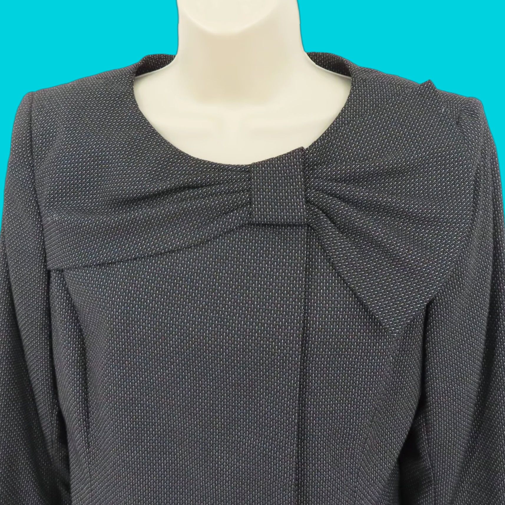 Vintage Isabella DeMarco Women Blazer Suit Jacket Coat 6 Black White Bow Accent Lined Formal Size M / US 6-8 / IT 42-44 - 1 Thumbnail