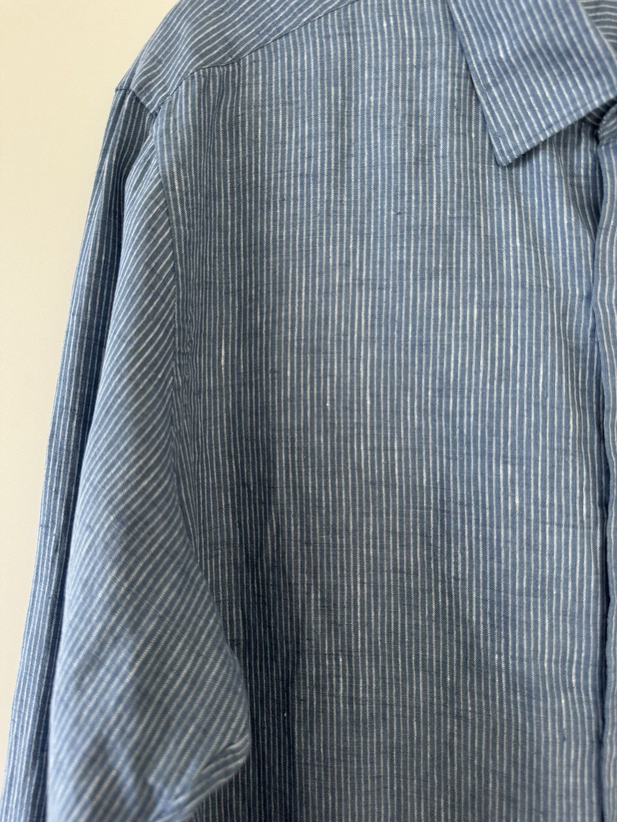Loro Piana Arthur Arizona Blue Striped Aloe Linen Shirt XXL FAL1007 Size US XXL / EU 58 / 5 - 7 Thumbnail