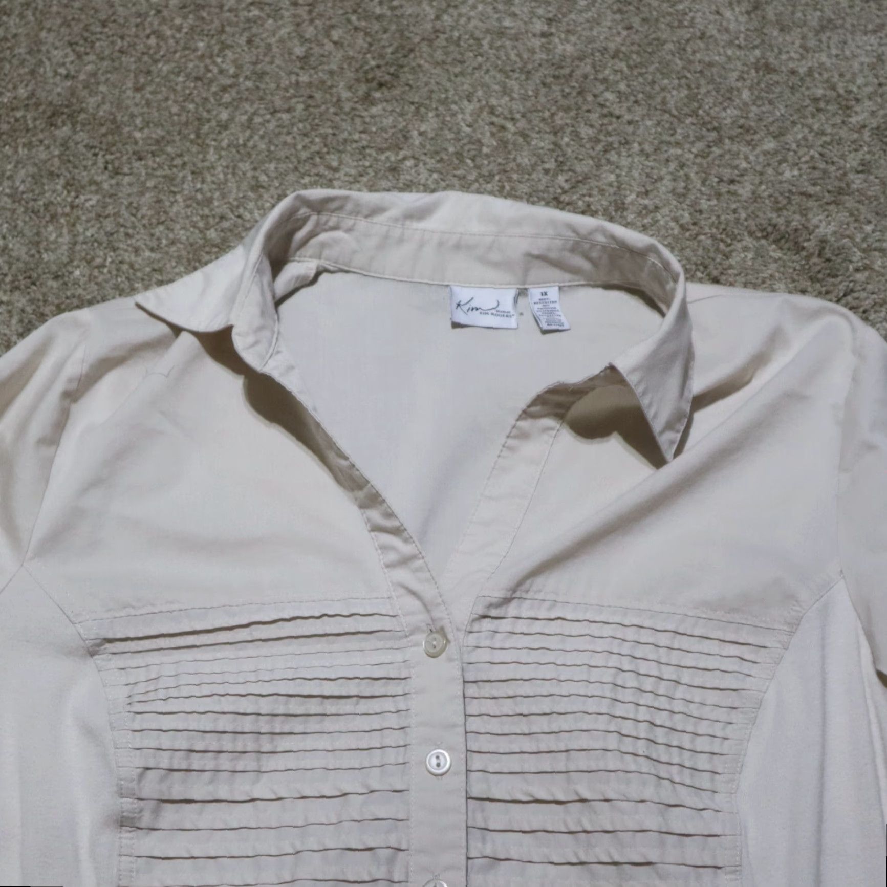 Vintage Kim Rogers Tan Beige Shirt Top Women Plus Size 1X Ruffles Brown Family Capri Dress? Size XL / US 12-14 / IT 48-50 - 2 Thumbnail