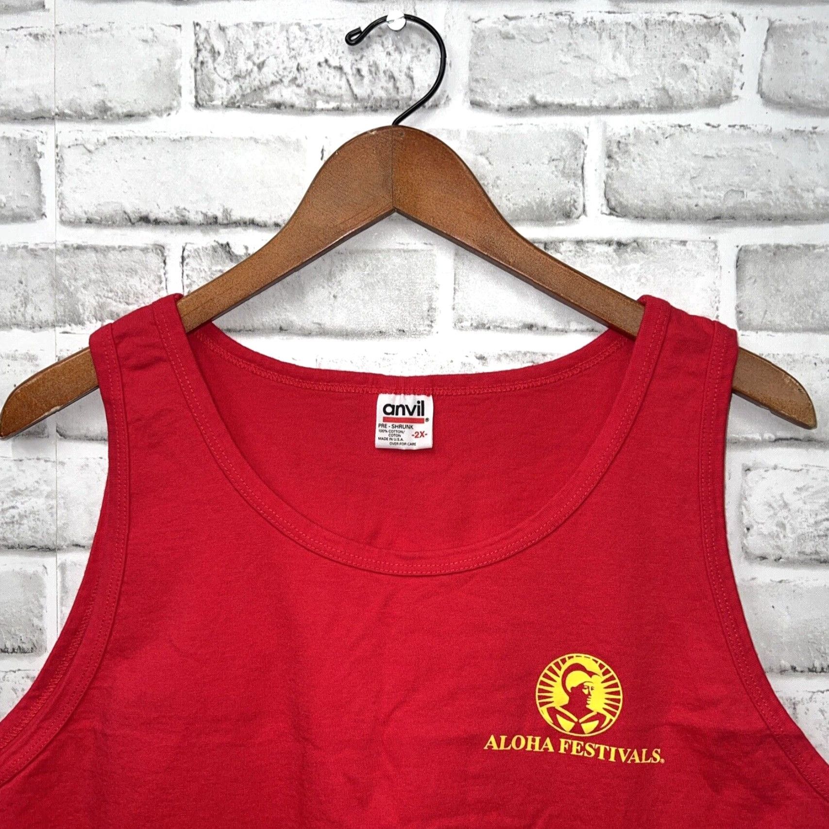 Anvil VINTAGE Anvil Red Sleeveless Shirt Men 2X USA Festivals Casual Summer Size US XXL / EU 58 / 5 - 3 Thumbnail