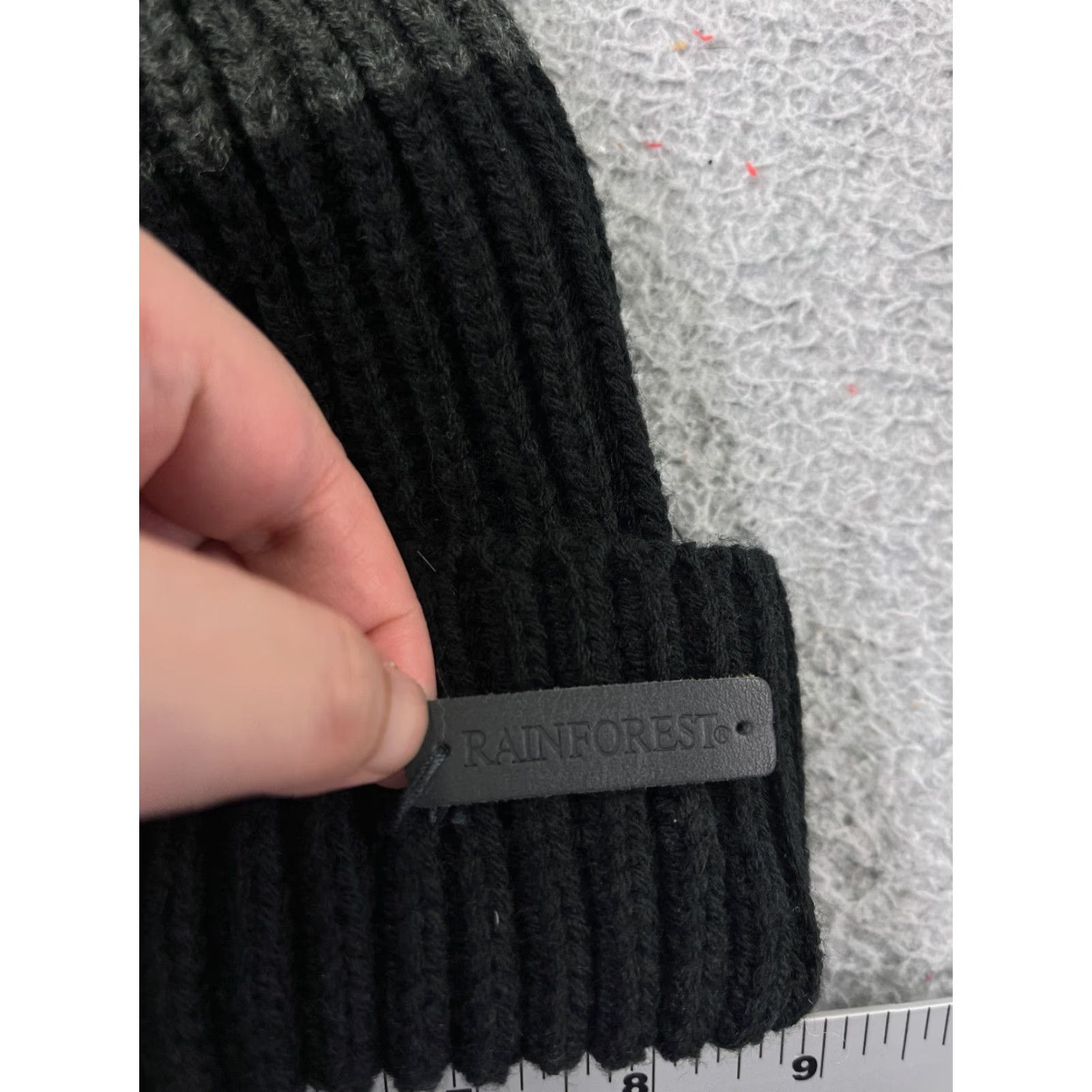 Vintage Rainforest Beanie Toque Adult One Size Gray Black Knit Acrylic Warm Ski Pom Hood/Beanie Size ONE SIZE - 2 Thumbnail