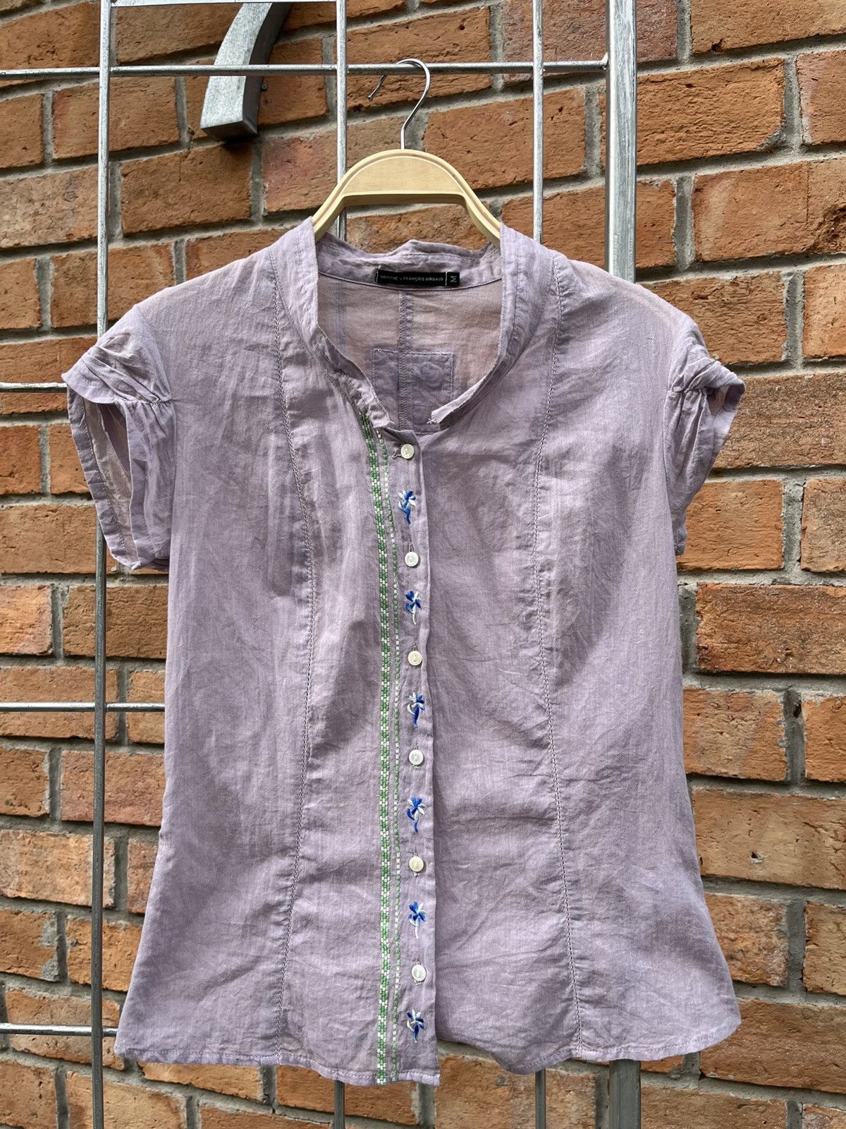 Marithe + Francois Girbaud Marithe Francois GirbaudLight Purple Blouse with Embroidered Size ONE SIZE - 1 Thumbnail