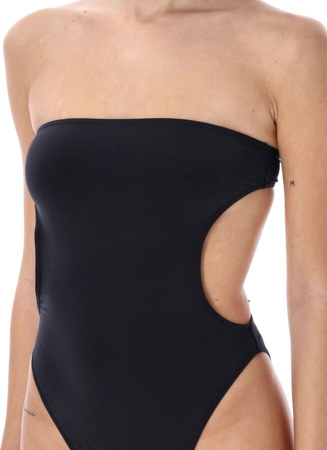 Saint Laurent Paris o1s1wg110325 779466 Shiny Strapless Cut-Out Swimsuit Black Size M / US 6-8 / IT 42-44 - 4 Thumbnail