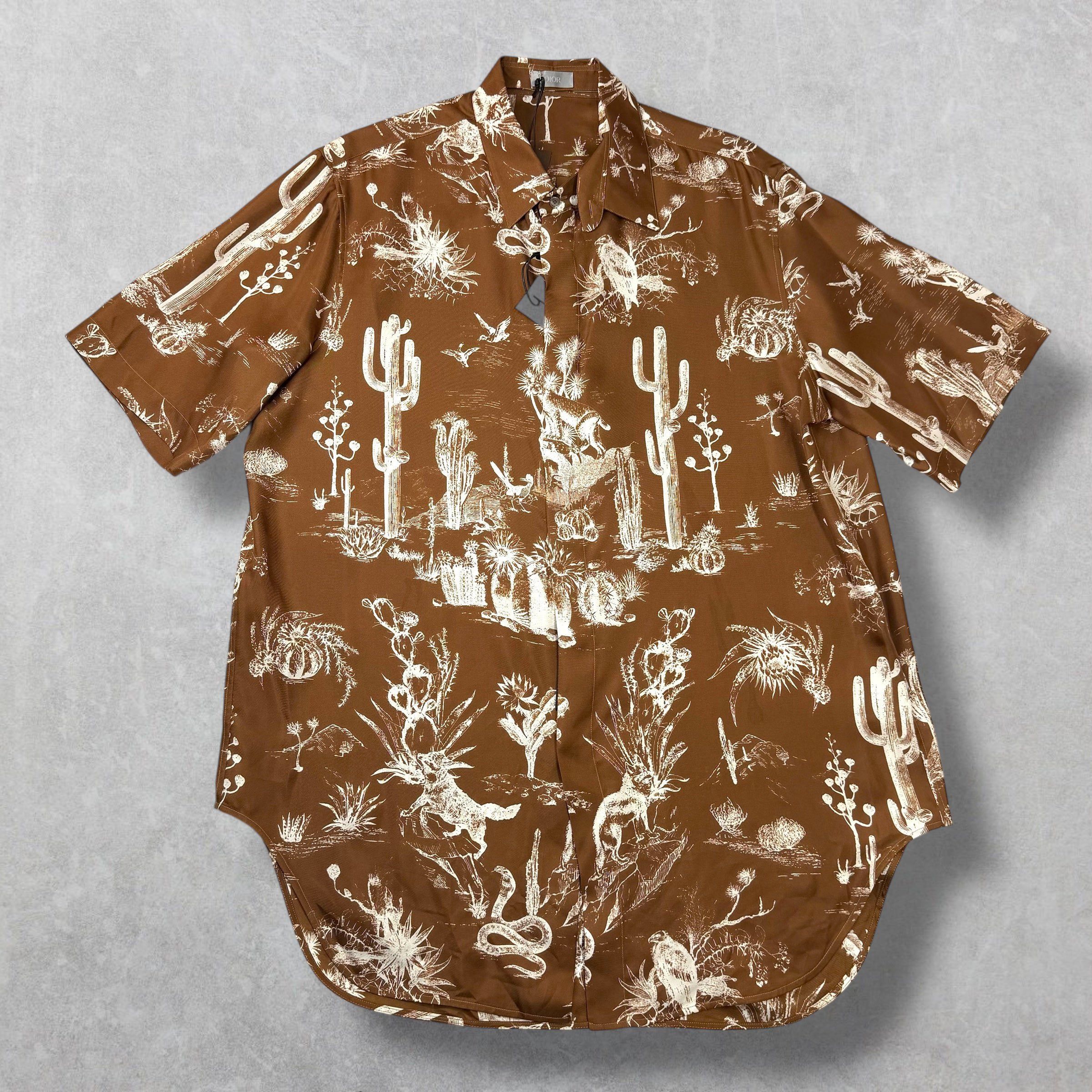Dior Dior x Cactus Jack Silk Twill Button Down Brown 42 (XL) Size US XL / EU 56 / 4 - 1 Thumbnail