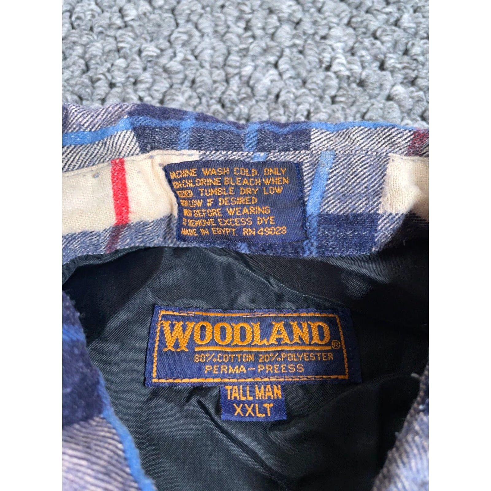 Vintage VTG Woodland Lightweight Flannel Shirt Adult 2XL Tall Blue Cream Plaid Workwear Size US XXL / EU 58 / 5 - 3 Thumbnail