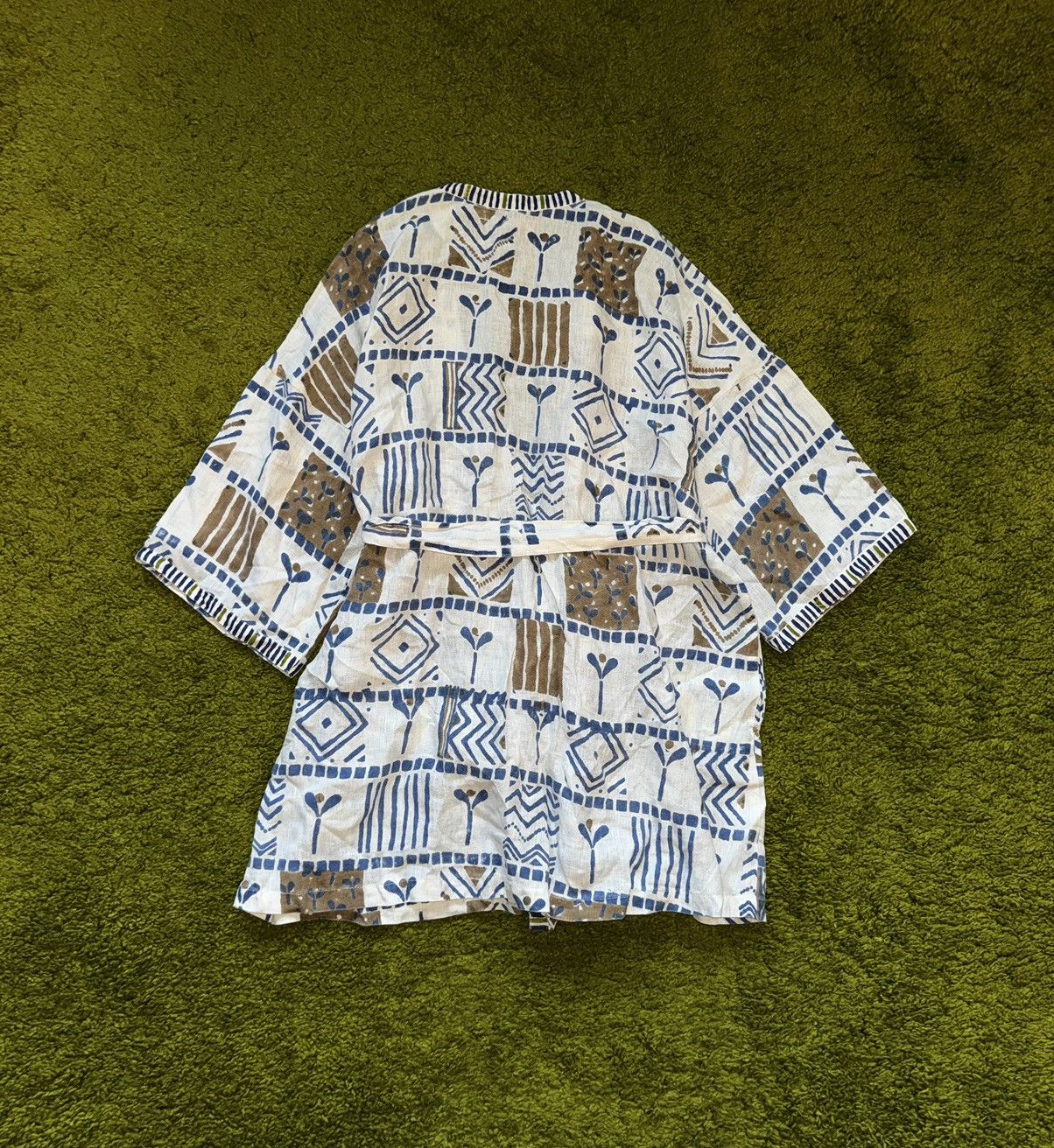 Designer Gudrun Sjoden 100% linen floral mini kimono dress tunic Size S / US 4 / IT 40 - 2 Thumbnail