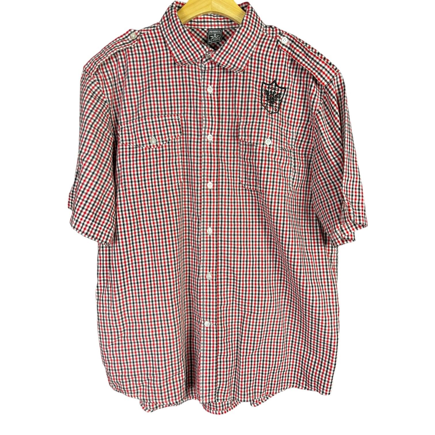 Avirex Men's Vintage Avirex Red/Black Check S/S Button Up Shirt XL Size US XL / EU 56 / 4 - 1 Thumbnail