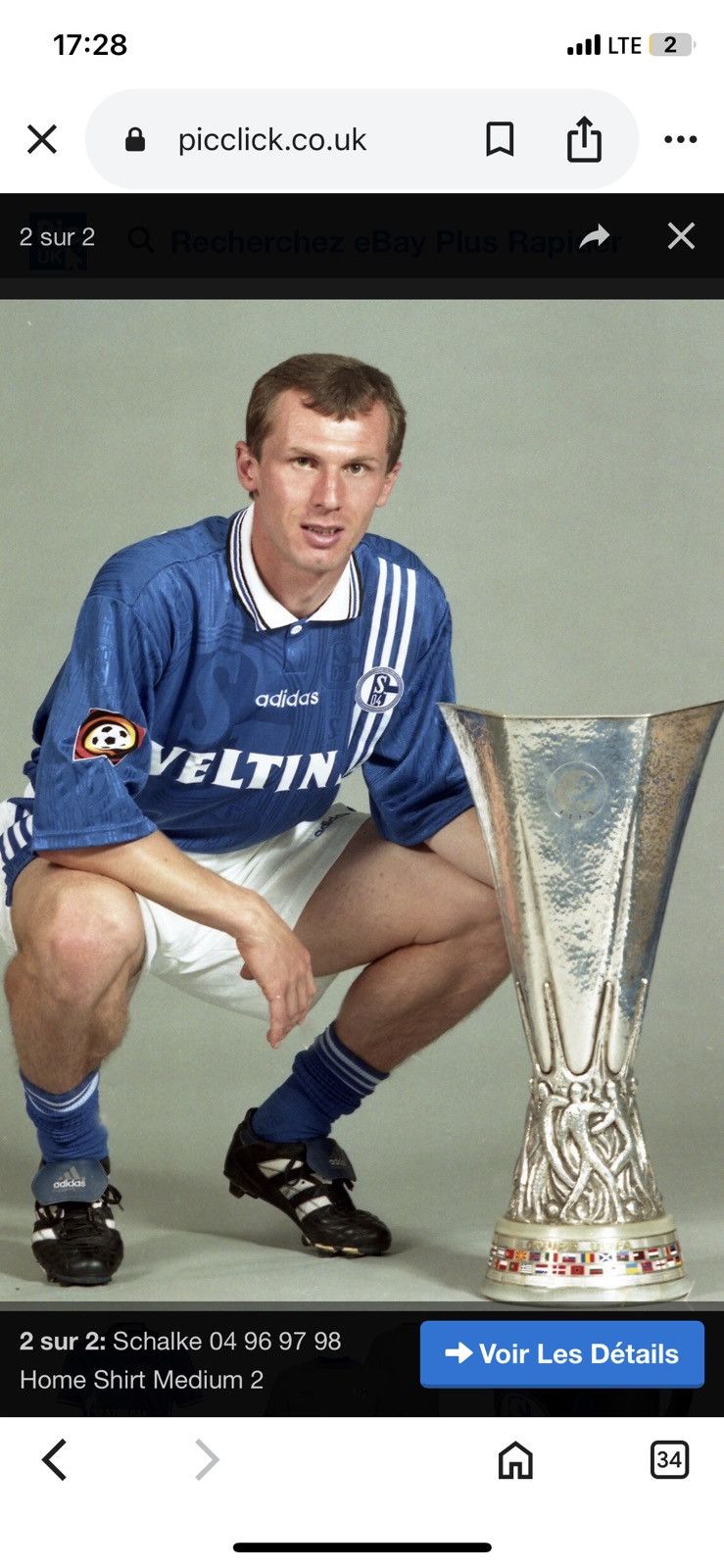 Adidas Schalke 1996-1997 Home Jersey Size US XL / EU 56 / 4 - 3 Thumbnail