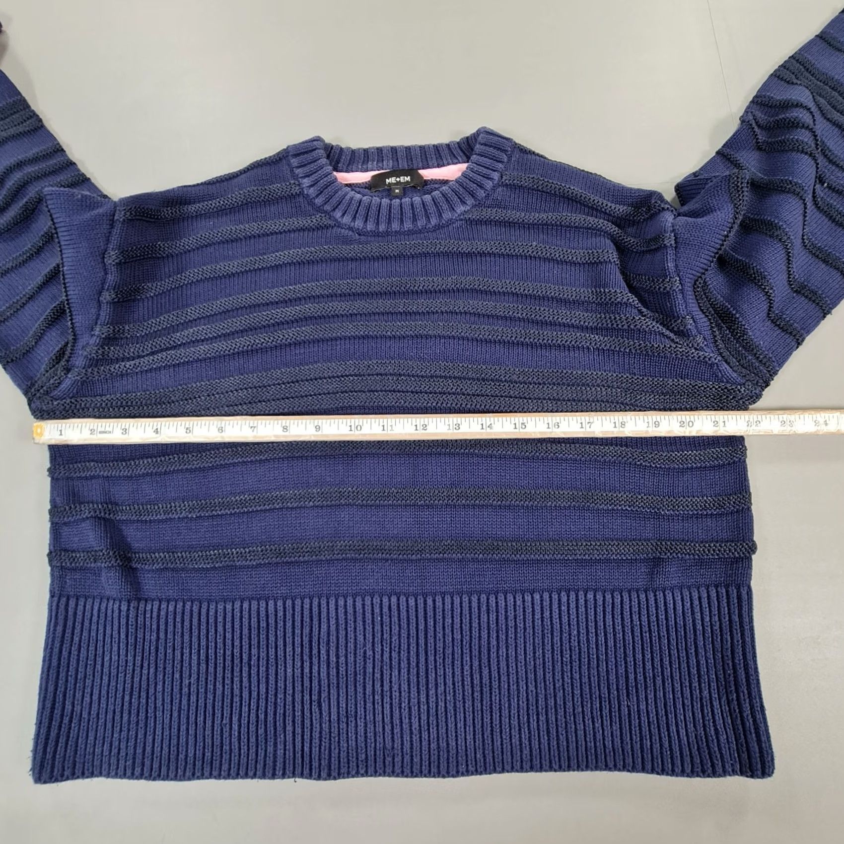 ME+EM ME+EM Womens Jumper Blue Medium Cotton Knitted Crew Pullover Striped Size M / US 6-8 / IT 42-44 - 5 Thumbnail