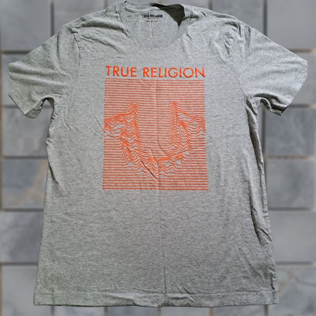 True Religion T-Shirt Men's Gray Short Sleeve Crew Neck Size L, Men's