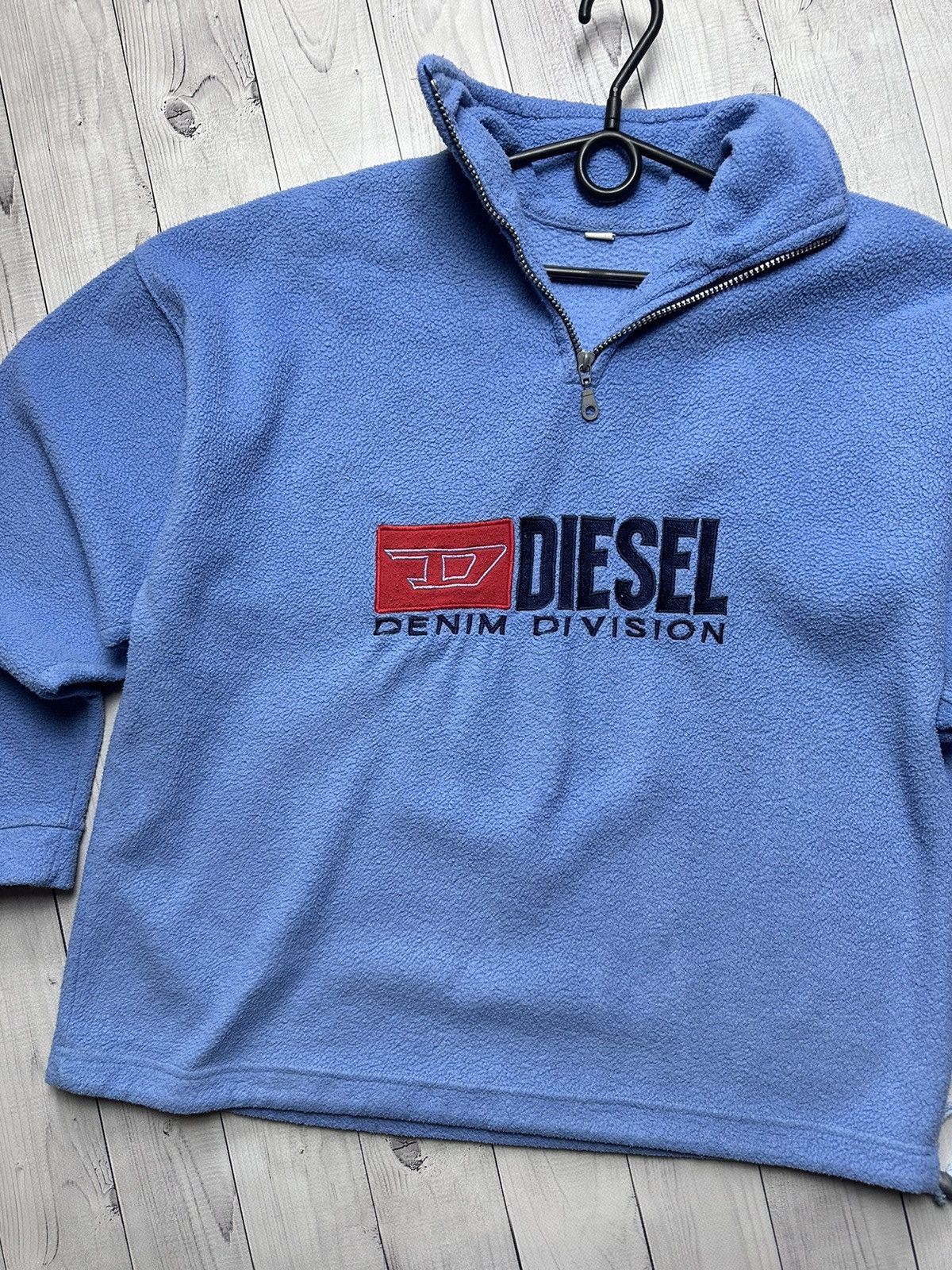 Diesel × Vintage Vintage diesel big logo fleece hoodie size M blue logo Size US M / EU 48-50 / 2 - 2 Thumbnail