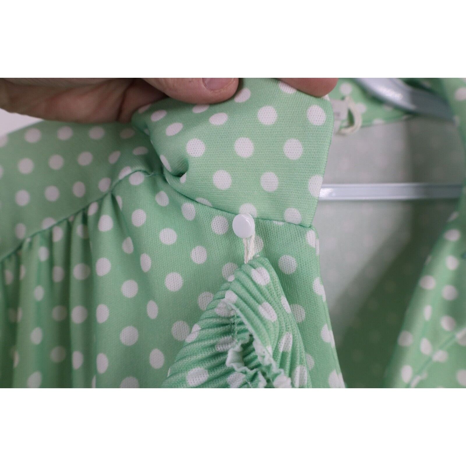 Vintage Vintage 70s Streetwear Frill Polka Dot Sleeveless Dress Size XXL / US 16-18 / IT 52-54 - 9 Thumbnail