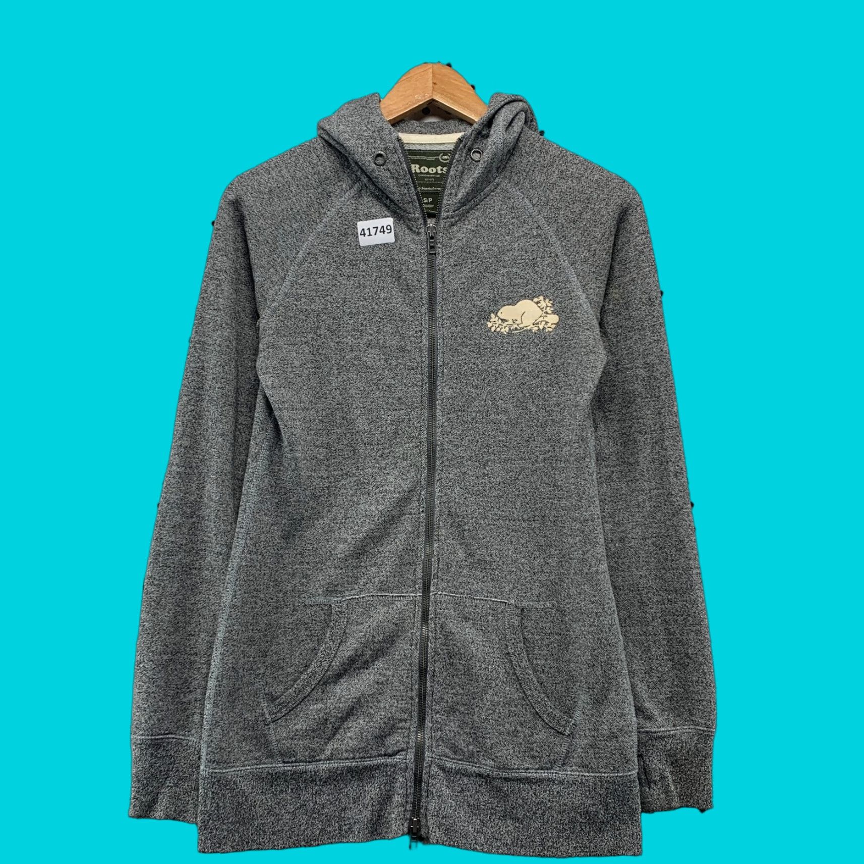 Roots Roots Fleece Zip Hooded Sweatshirt Womens Small Gray Beaver Logo - Adult Women - Size Small - Gray - Logo - 17X28 - Vintage? No. 90s? Not specified. Size S / US 4 / IT 40 - 1 Thumbnail