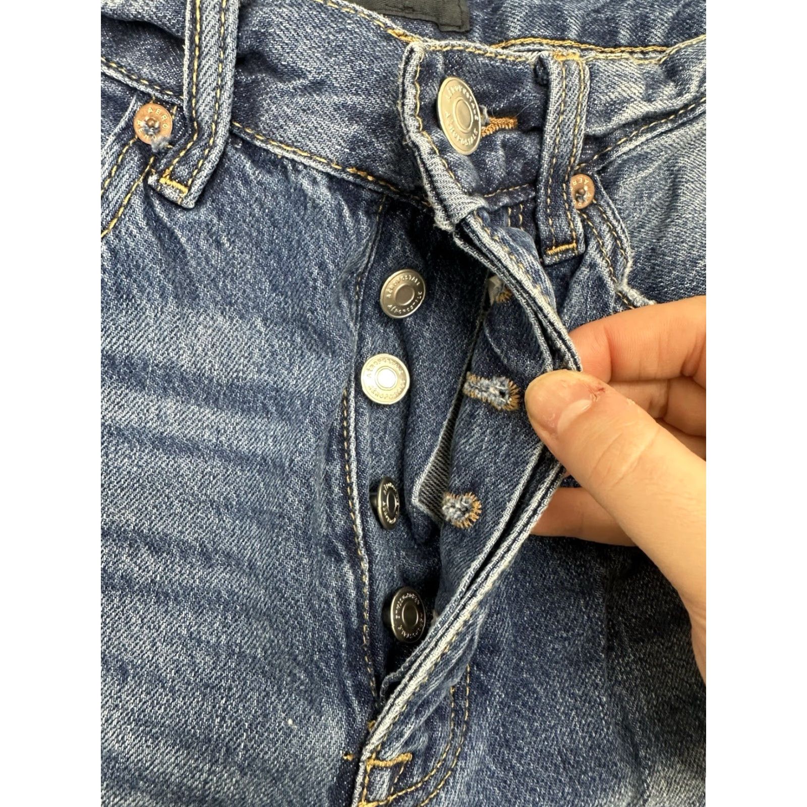 Vintage Aéropostale Womens Jeans Regular 2 Mid Distressed Baggy 90s Button Up Denim Blue Jeans Womens Size 26" / US 2 / IT 38 - 4 Thumbnail