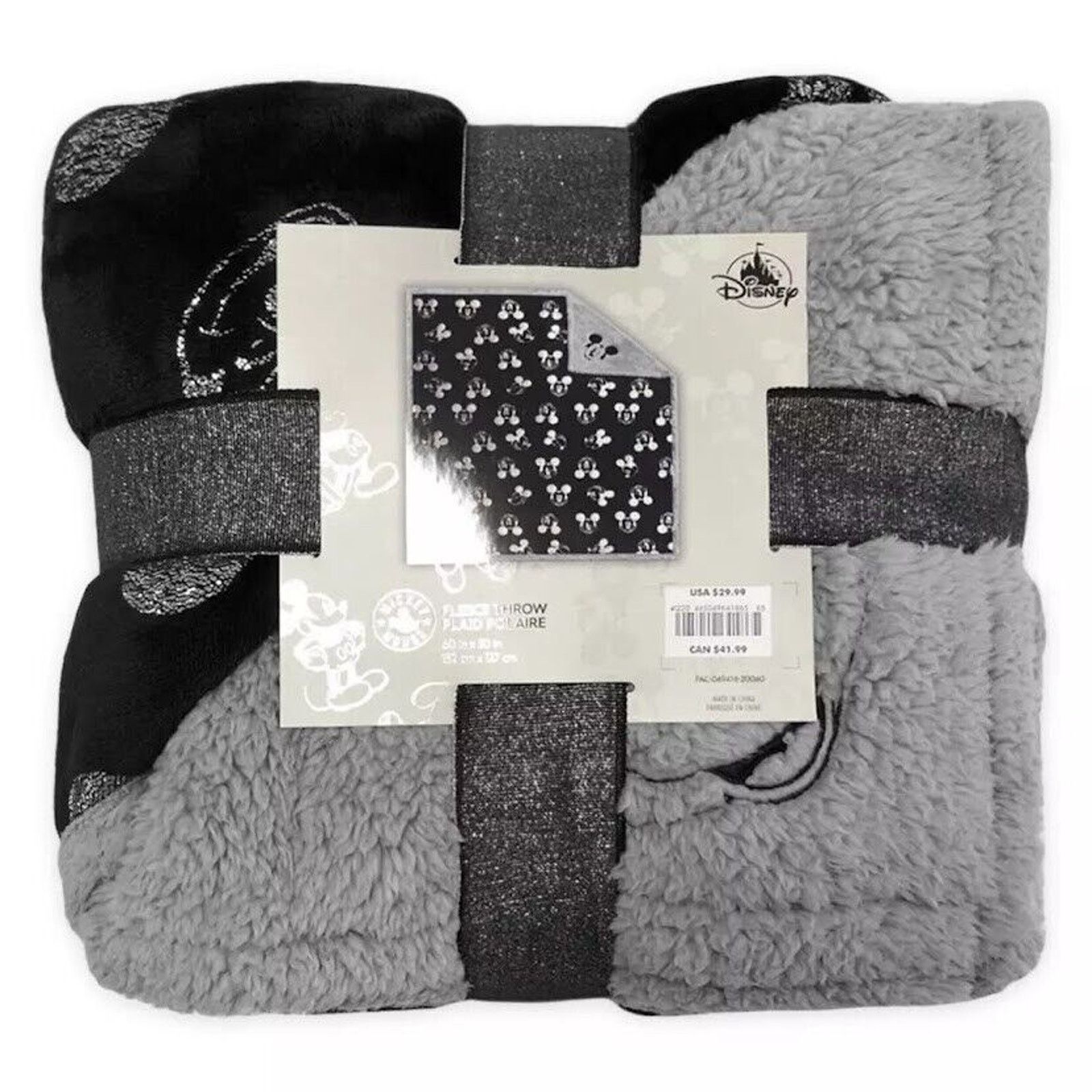 Disney NWT !! Disney Mickey Mouse Gray-scale Fleece Throw 60"x 50" Size ONE SIZE - 2 Thumbnail