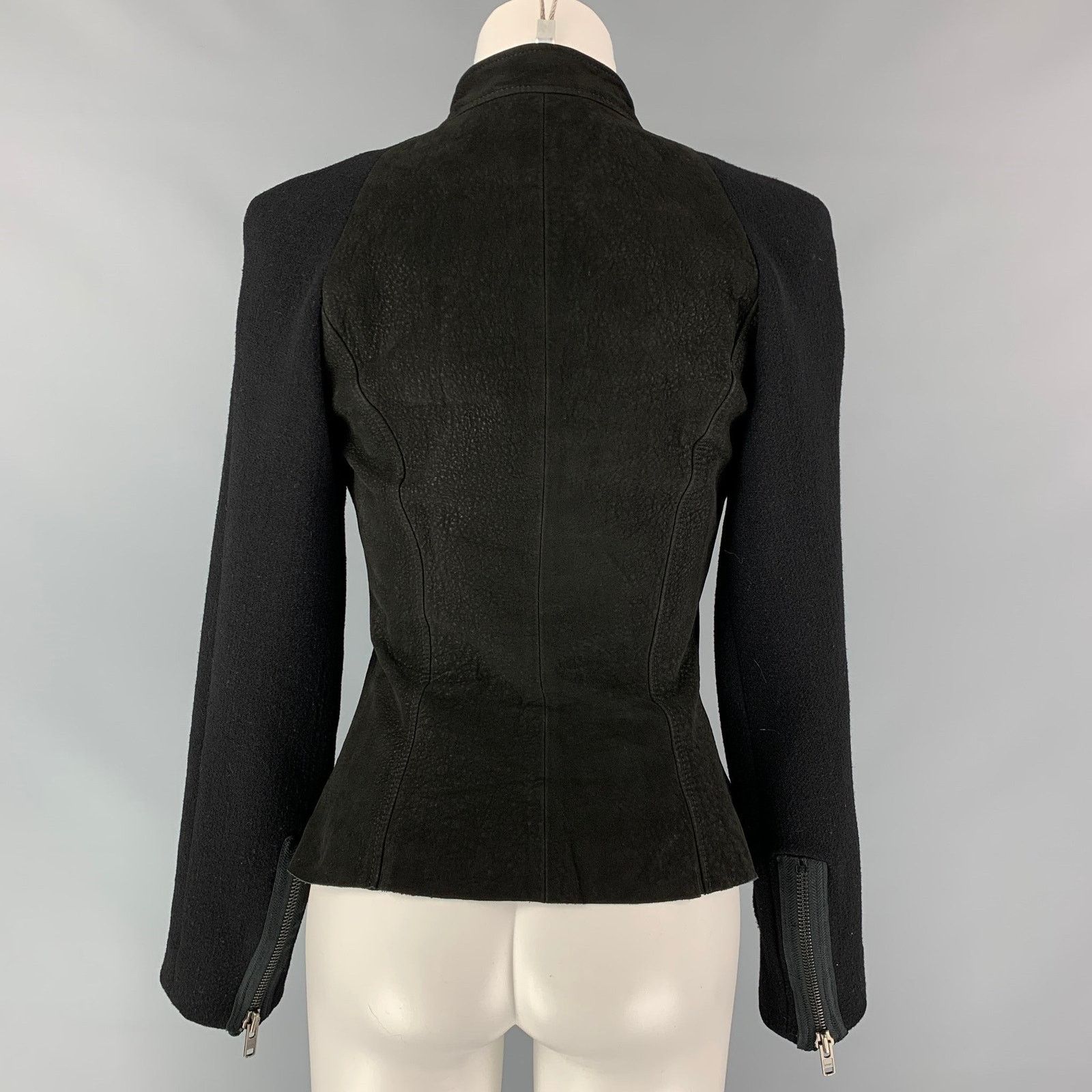 Haider Ackermann Size 4 Black Virgin Wool Blend Asymmetrical Raglan Jacket Size S / US 4 / IT 40 - 4 Thumbnail