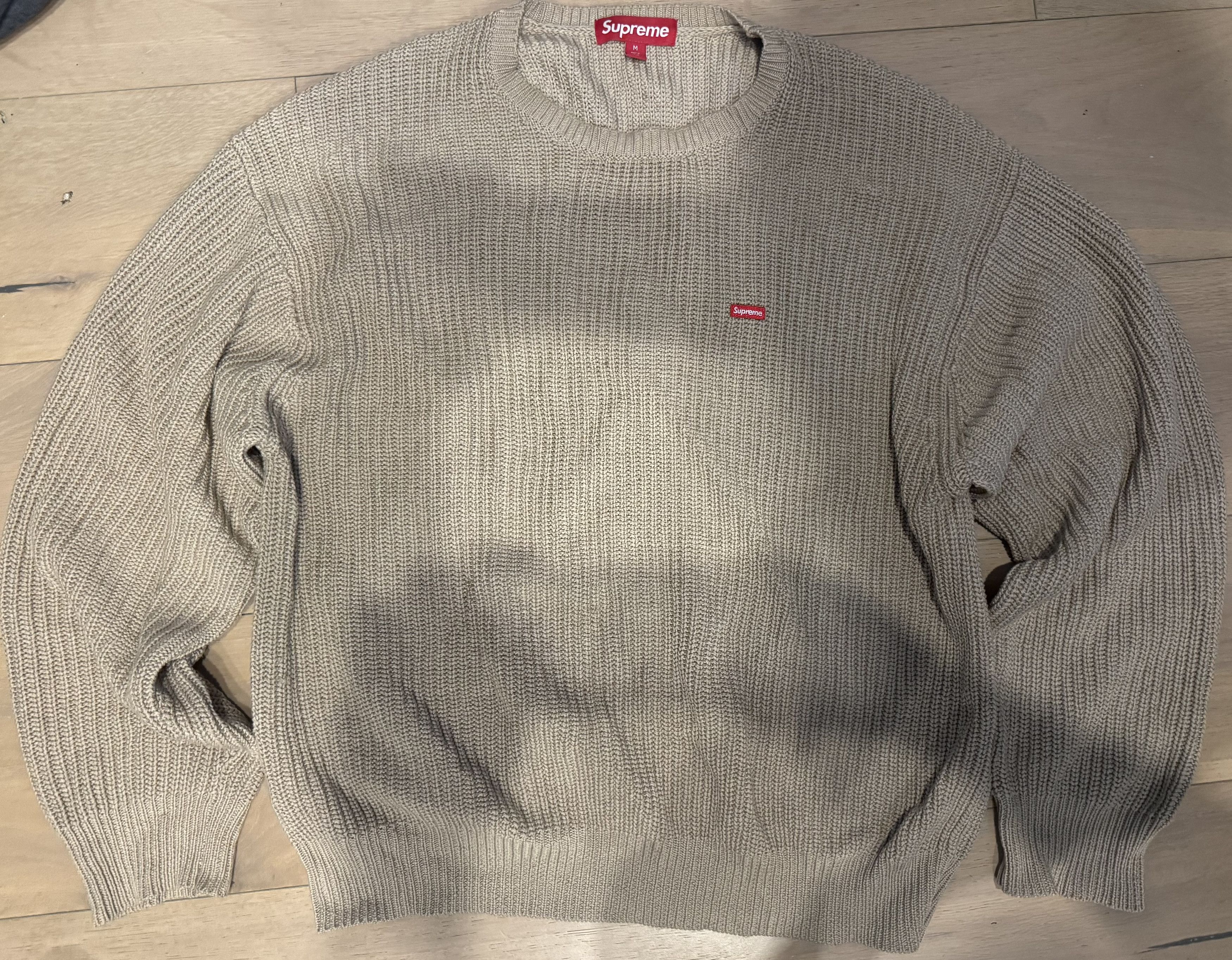 Supreme Small Box Logo Ribbed Sweater Tan Size US M / EU 48-50 / 2 - 2 Thumbnail