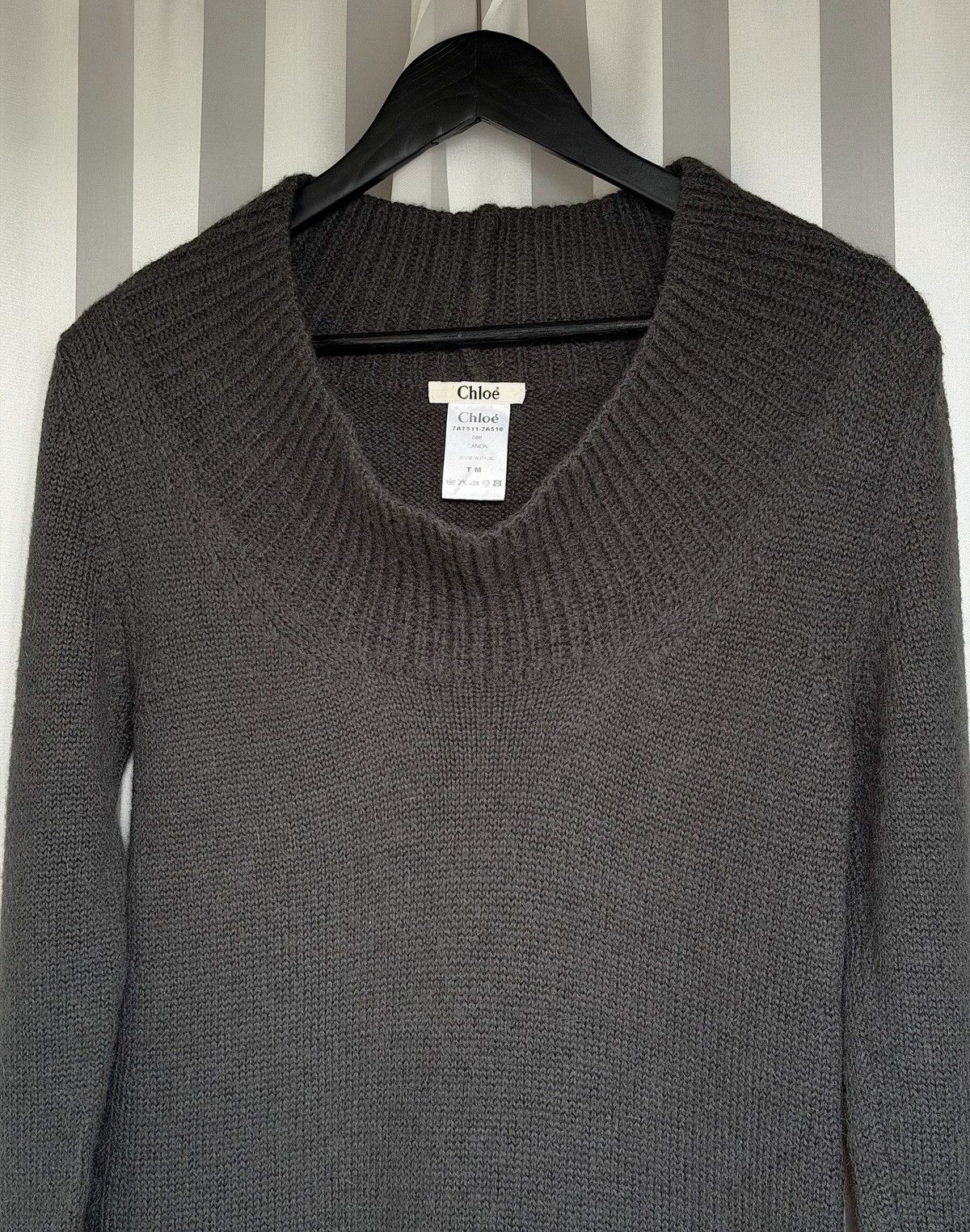 Chloe CHLOÉ Wide Neck Alpaca Wool Sweater knit runway phoebe philo Size M / US 6-8 / IT 42-44 - 2 Thumbnail
