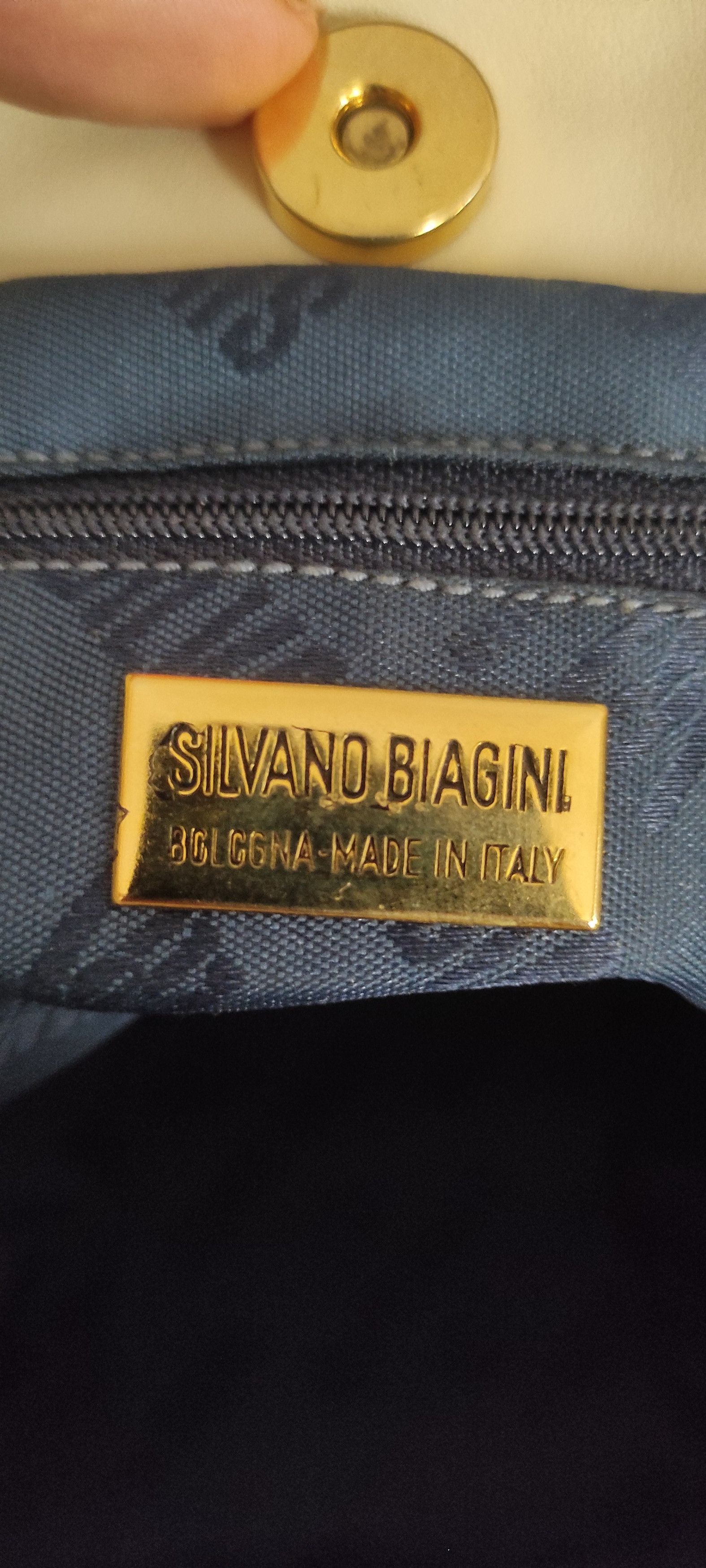 Other Silvano Biagini Italy leather Cream Blue Tote Bag Handbag Size ONE SIZE - 14 Thumbnail