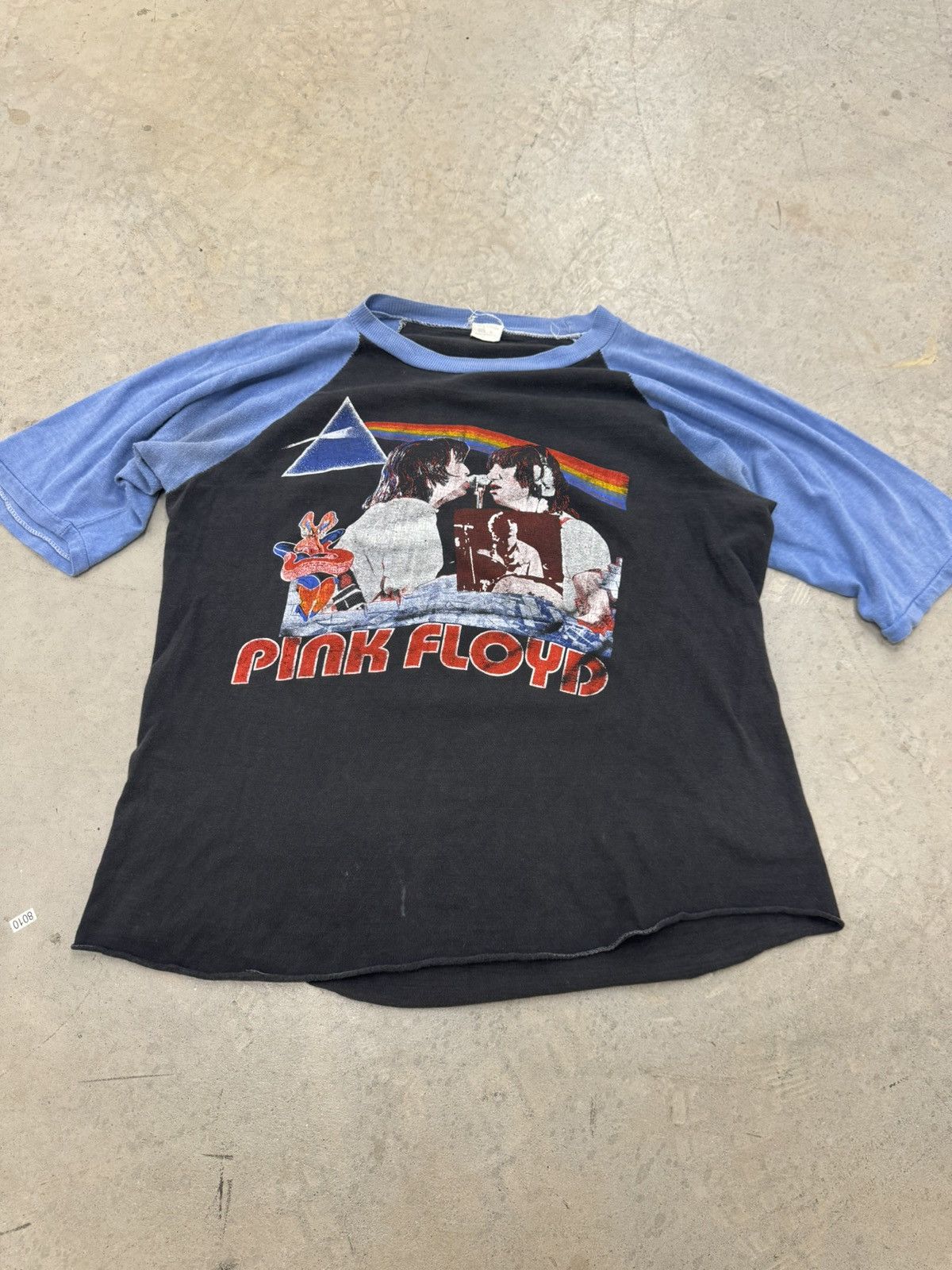 image of 80's Pink Floyd Bootleg The Final Cut Raglan Shirt in Black, Men's (Size Large)