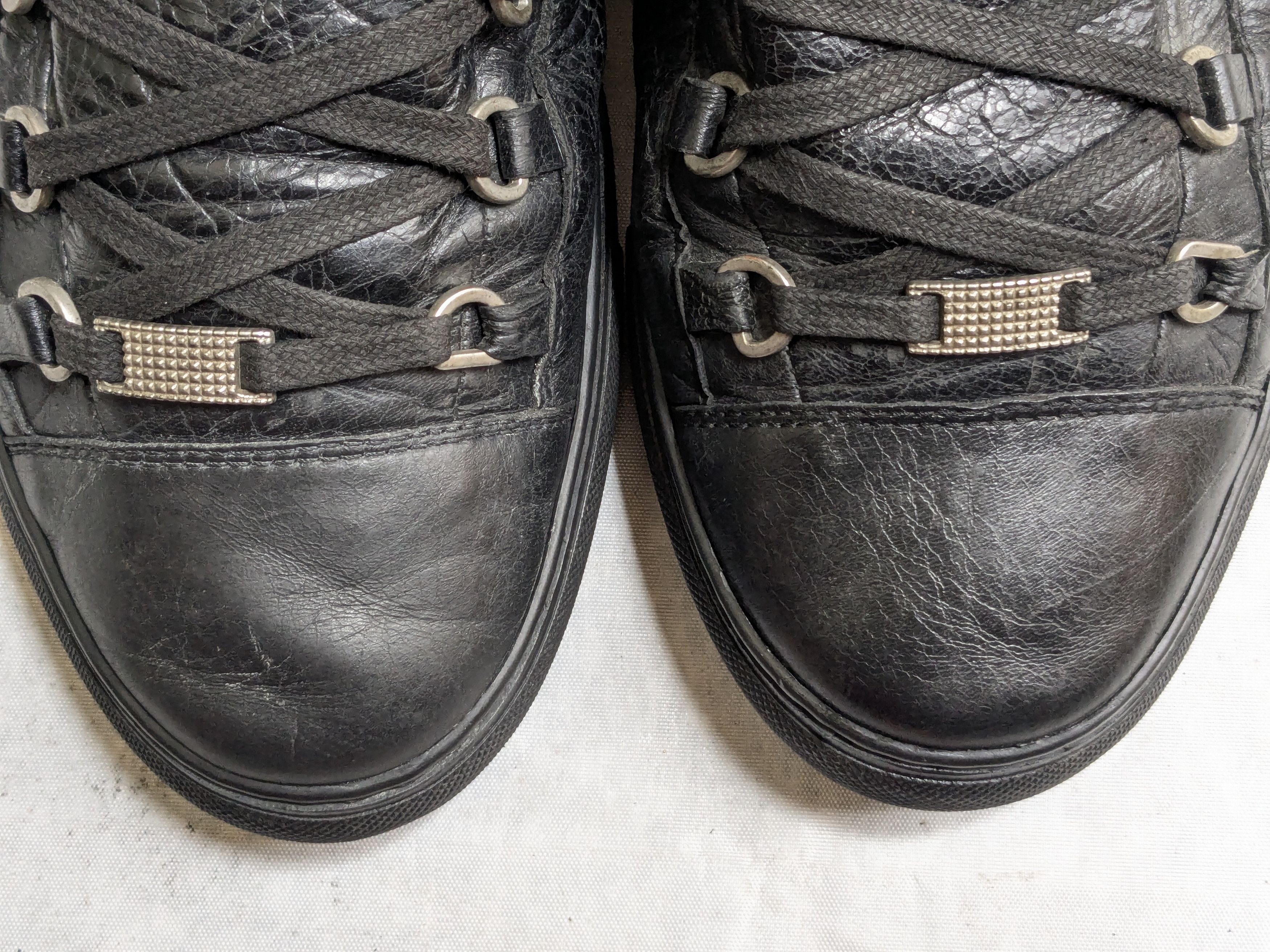 Balenciaga Balenciaga Arena Black 12 Leather High Tops Lace Up Size US 12 / EU 45 - 4 Thumbnail