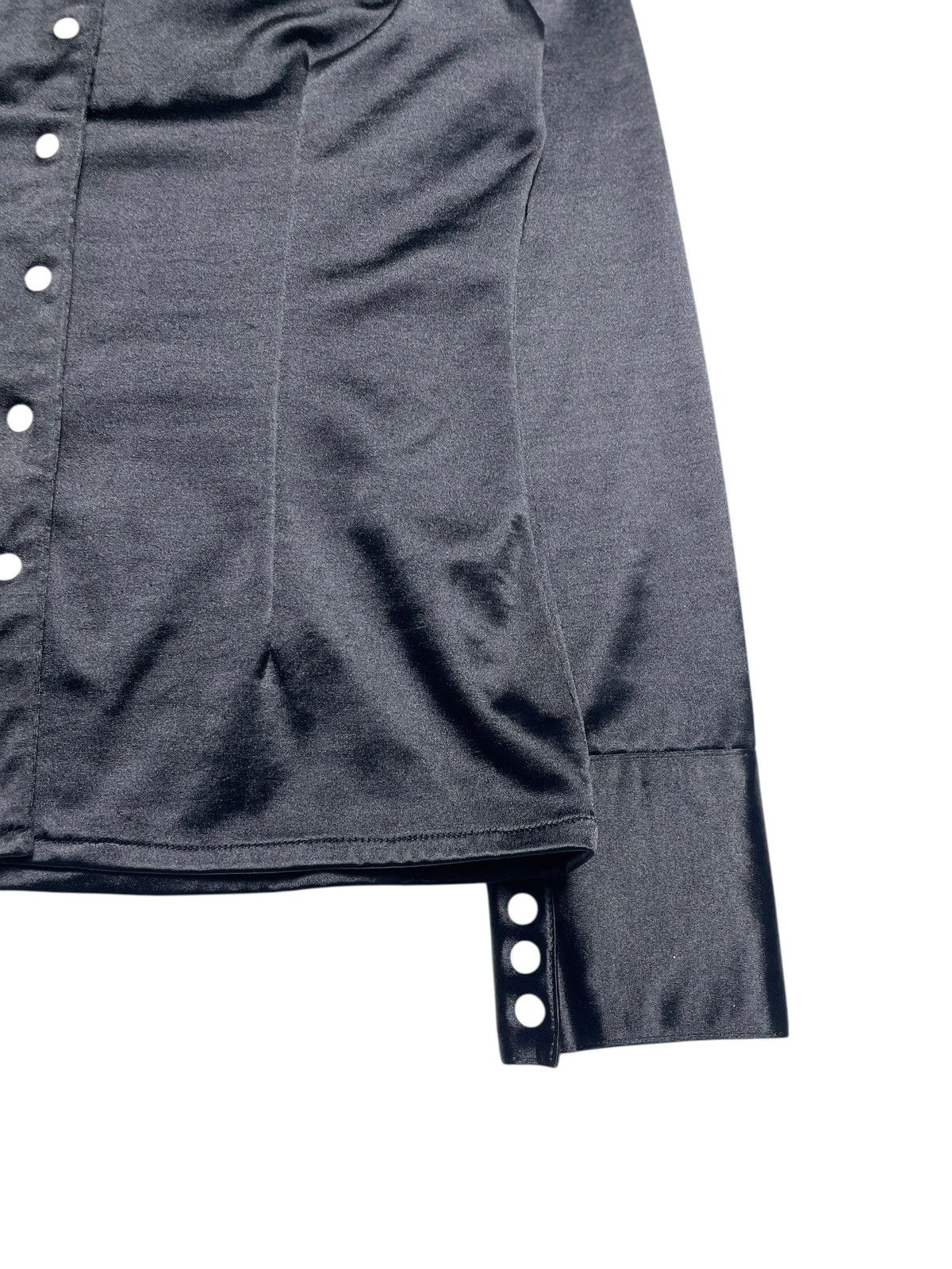 BUFFALO BOBS 1990’s Leggy Press - Vampire Style Button Up Satin Longshirt Size M / US 6-8 / IT 42-44 - 6 Thumbnail